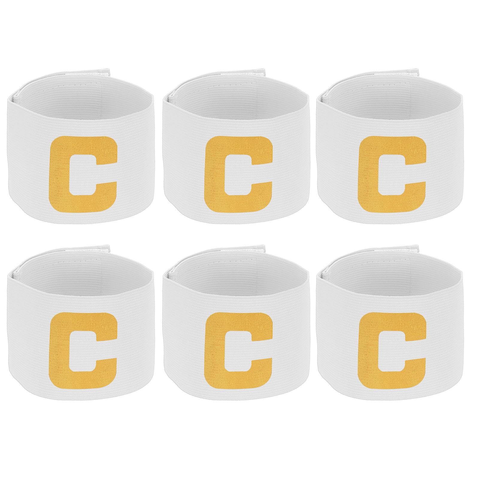 YELARXI Soccer Captain Armband, Football Armband Elastic Adjustable Player Bands Anti-Slip Badge- Fitting for (Adult/Youth - Football - Basketball - Team Sport) 6 Pack & White