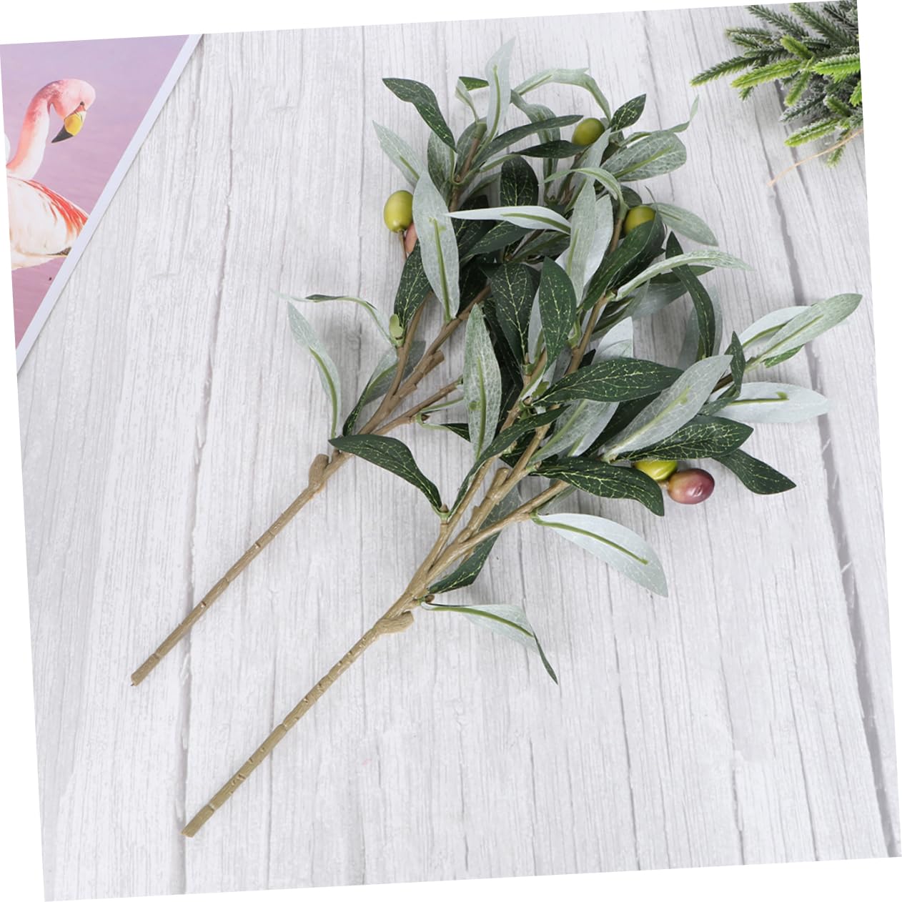 Zerodeko Branches D'Olivier Artificielles 15 Tiges De Plante en Plastique pour Décor De Bureau Maison Fenêtre De Boutique Mur Et Mariage Accessoire De Décoration Intérieure