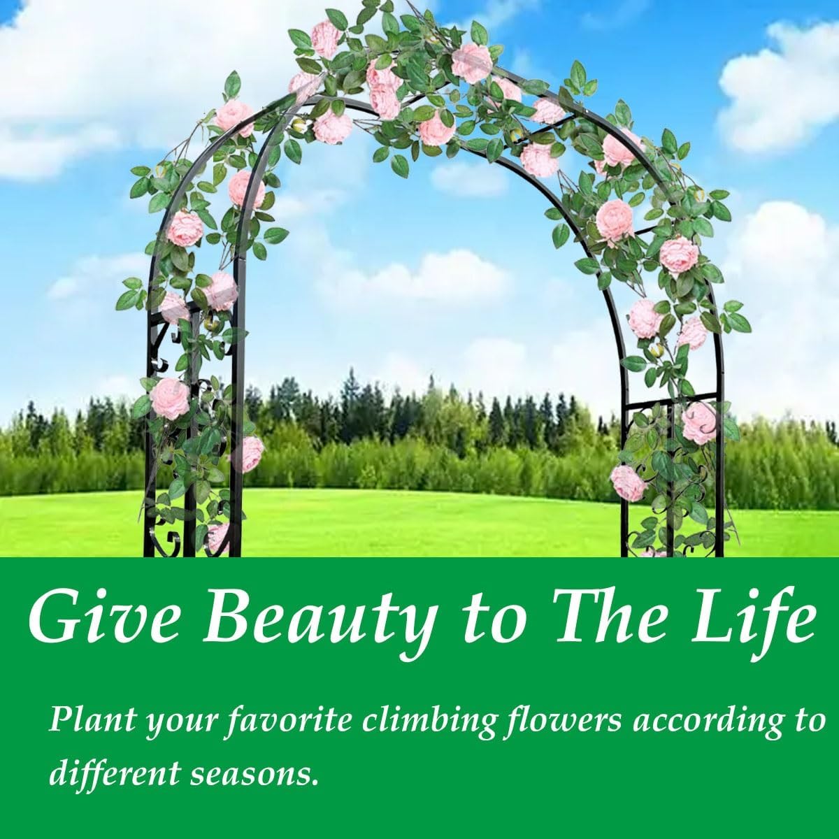 鉄製アーチガーデンアーチ ローズアーチ 高さ230cm×幅120cm×奥行40cm