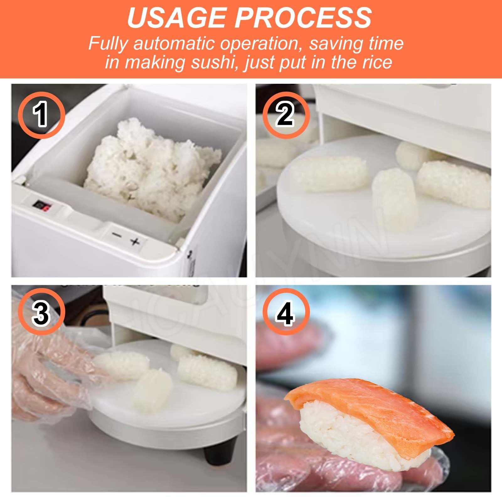 MáQuina AutomáTica para Hacer Nigiri Sushi, Plato Giratorio con Sensor Infrarrojo, 1200 Piezas/Hora, Molde ExtraíBle, para Restaurantes, Hoteles Y Supermercados,24g