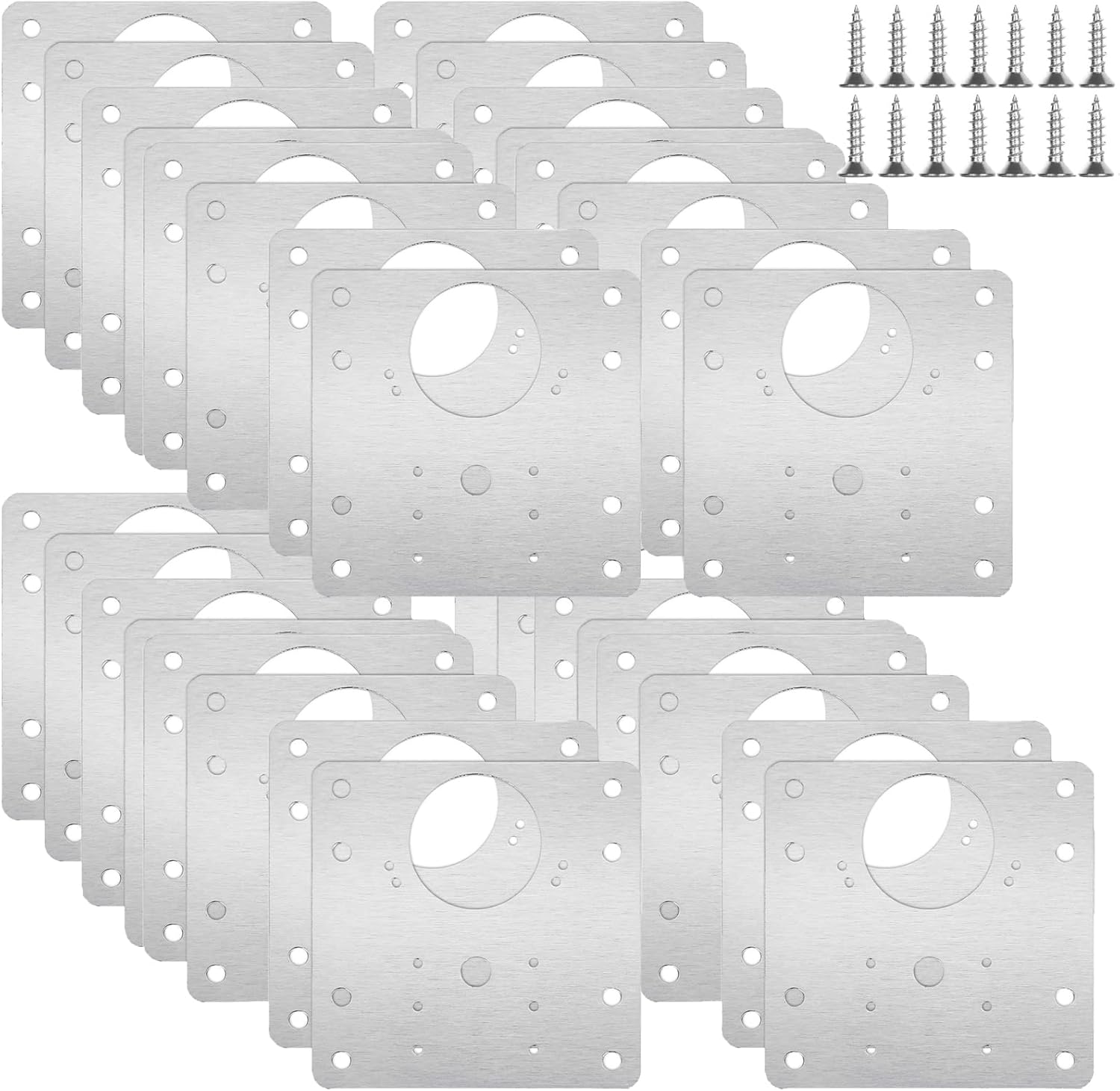 LOLYSIC 30Pcs Hinge Repair Plates, Stainless Steel Hinge Repair Kit