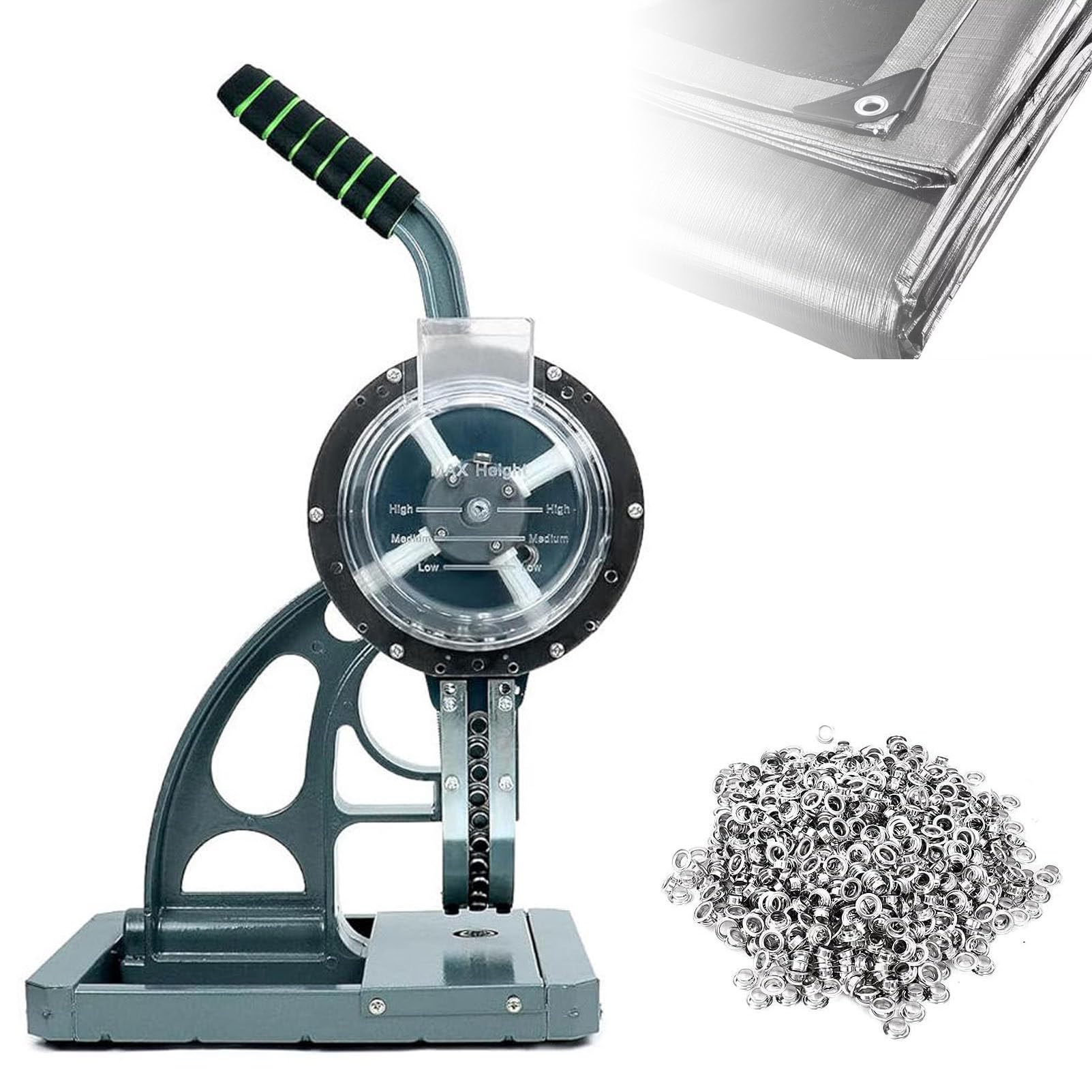 Máquina semiautomática de ojales de 10/12 mm, herramienta de perforación y ajuste de ojales para carteles, carteles, pancartas y lonas