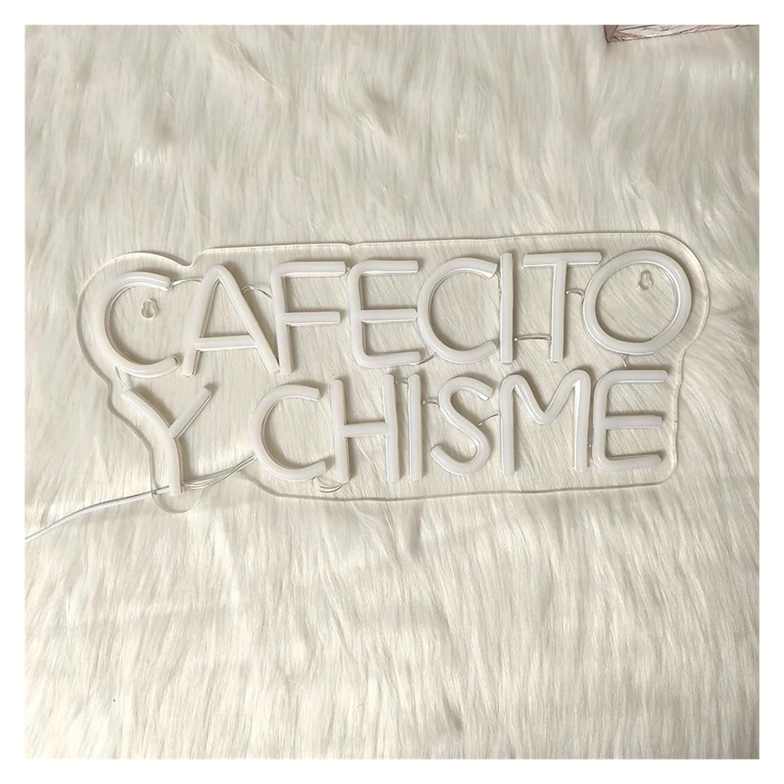 Insegna luminosa al neon Cafecito Y Chisme per insegna al per neon Luce LED bianca calda per alimentazione per USB per aziendale per caffetteria, ristorante, cucina, decorazione da parete 40 cm x 17