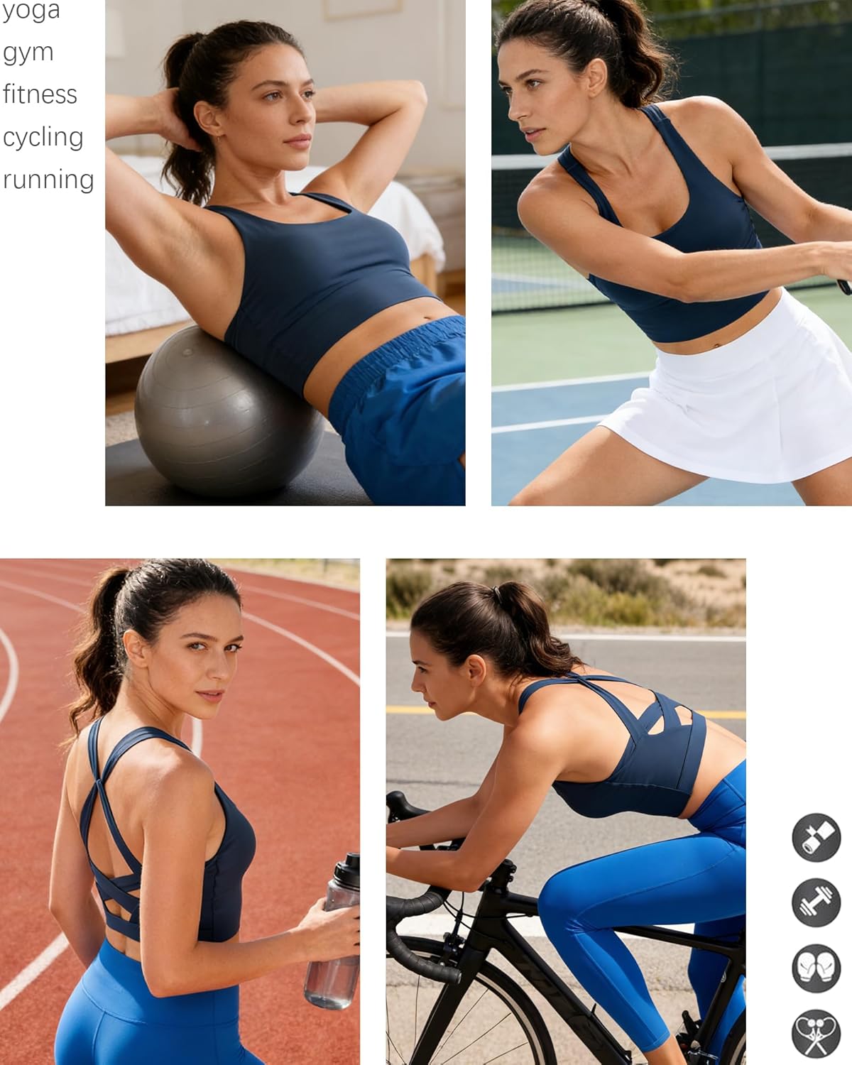 Longline Sports Bras for Women Cross Back Workout Tops with Built in Bra Yoga Bra Athletic Crop Tank Top Gym Fitness - Image 9