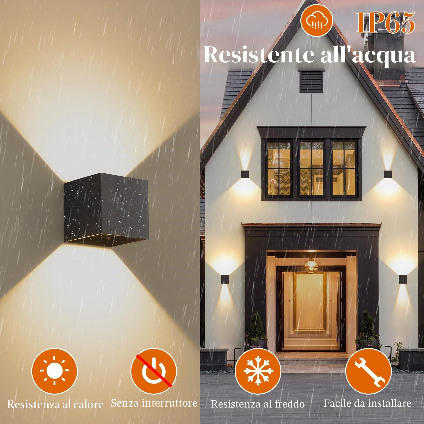 SANSHI Applique da Parete LED Interno Esterno 12W,Moderno Angolo Regolabile del Fascio su e giù Lampada da Parete Bianco Caldo 3000K,IP65 Impermeabile in Alluminio Lampada a Muro per Giardino,Nero