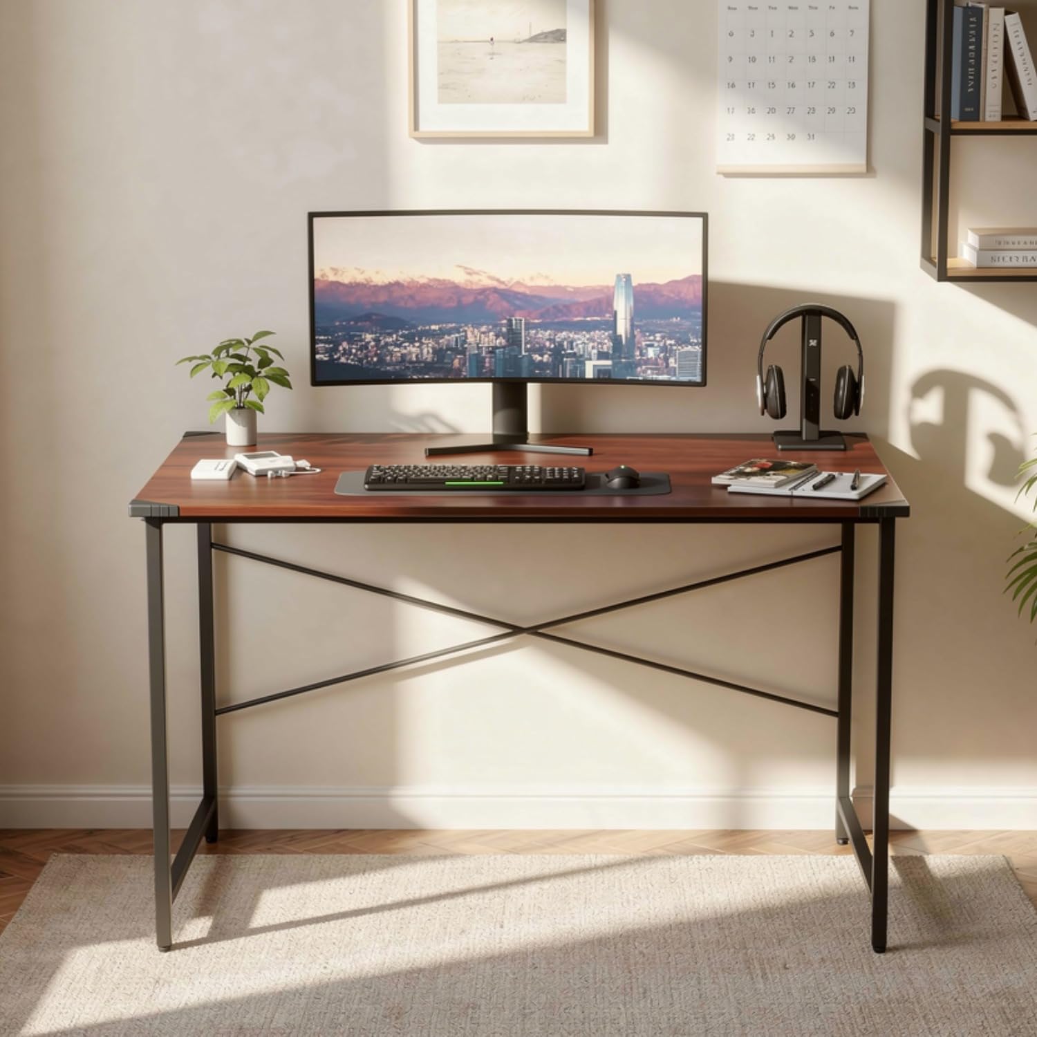 wow craft Study Table with 100 kg Capacity & X-Cross Steel Frame