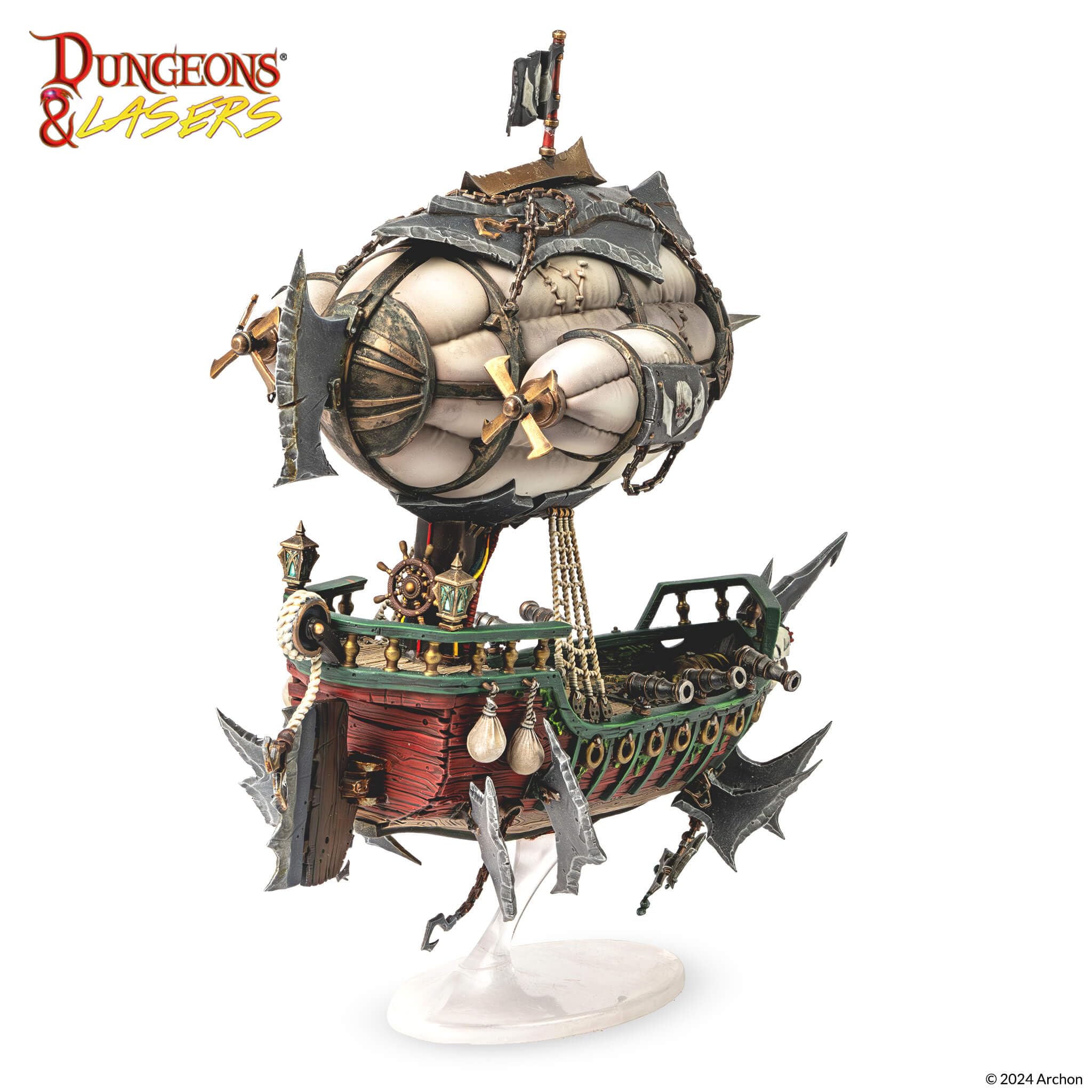 Dungeons & Lasers Deuslair Flying Pirates Luftschiff Miniatur – für DND- und 5E-kompatible RPG-Spiele – unlackiert und unmontiert – ab 14 Jahren