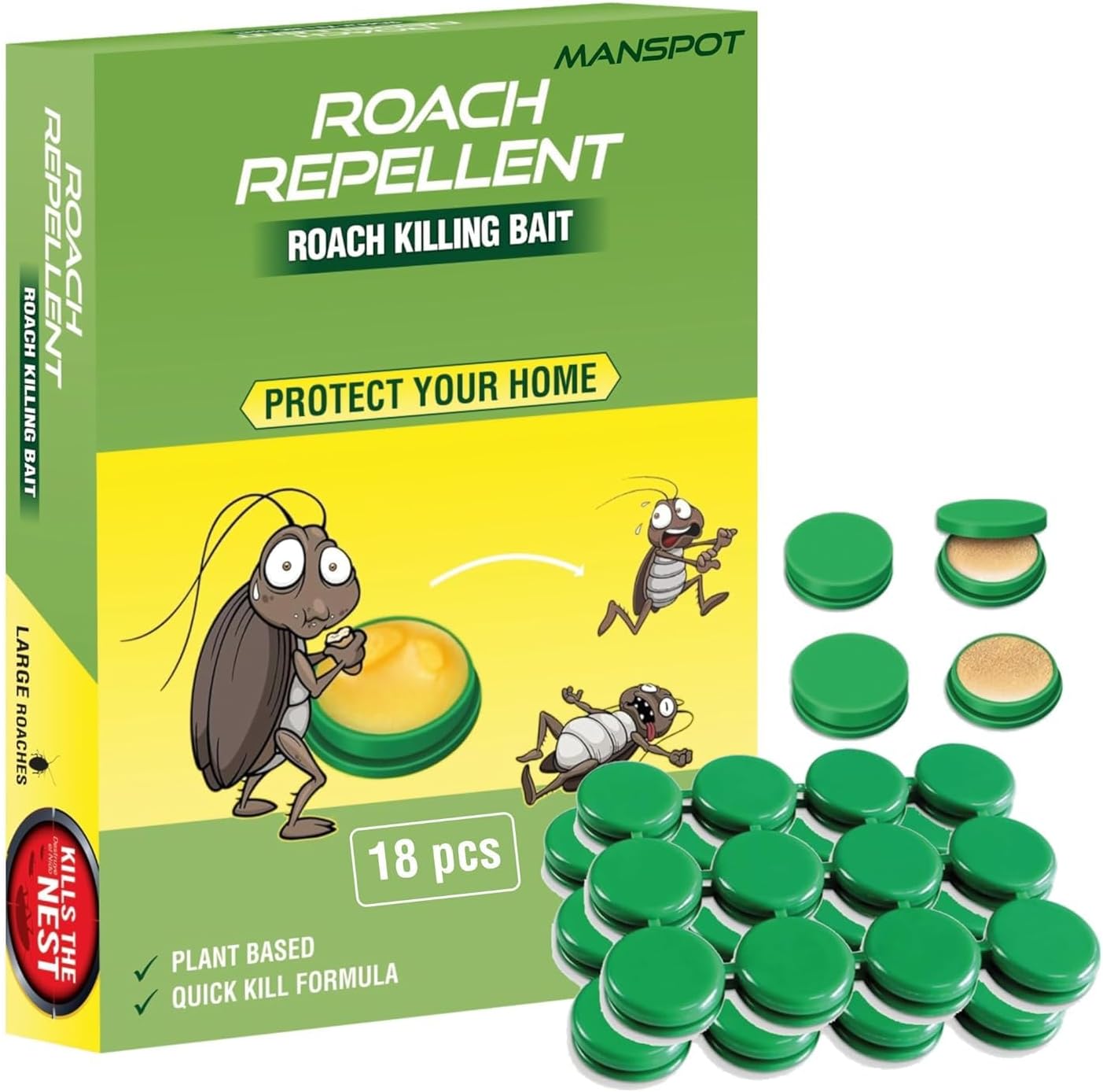 MANSPOT Natural Cockroach Killer for Kitchens, Bathrooms, and Cabinets, Eco-Friendly Home Remedy for Indoor & outdoor Cockroach Control (18)
