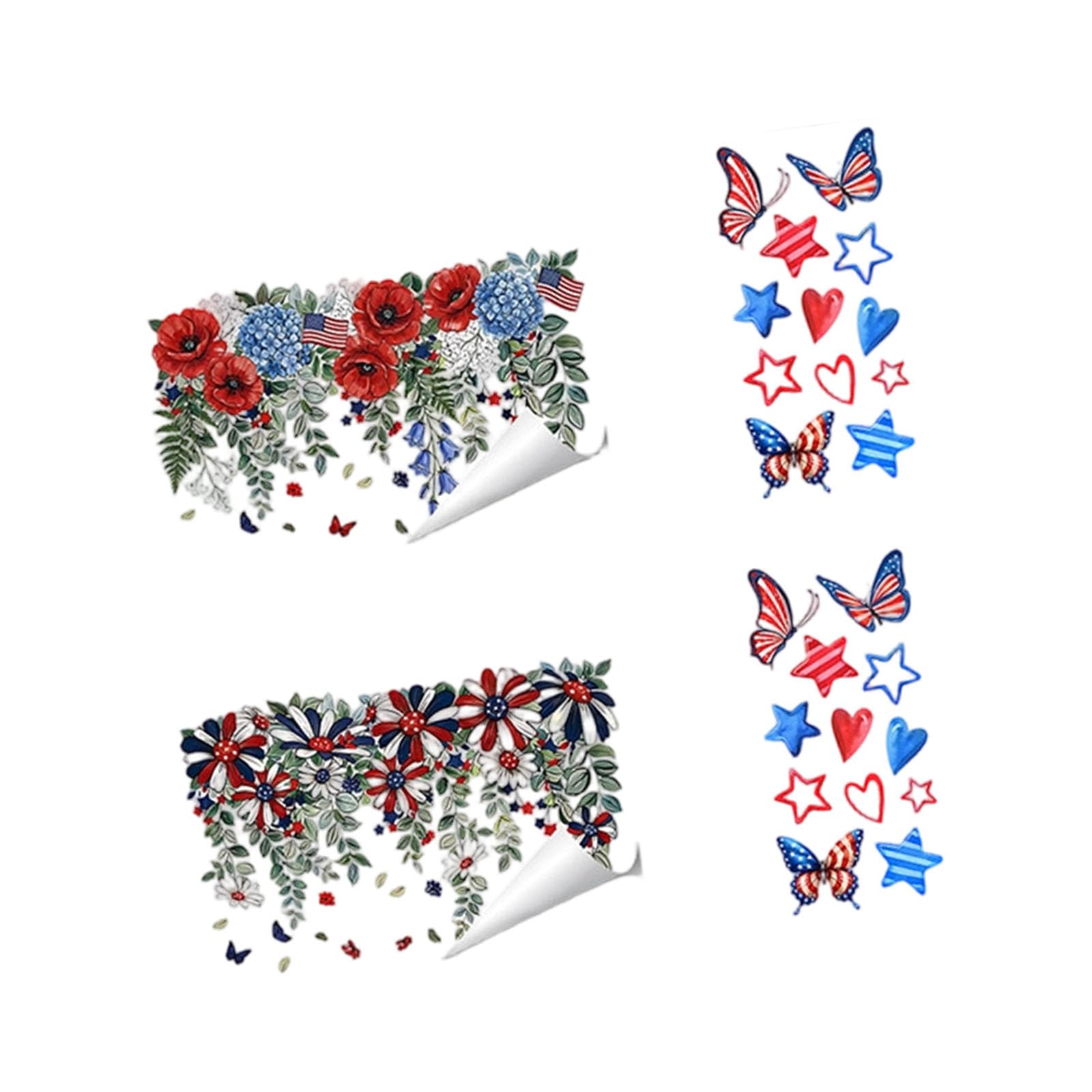 Tsophreniq Efficient Statics Cling Window Sticker Patriotic Theme US Flag Cling Set for Glass Door and Without Residues Clings for Holidays