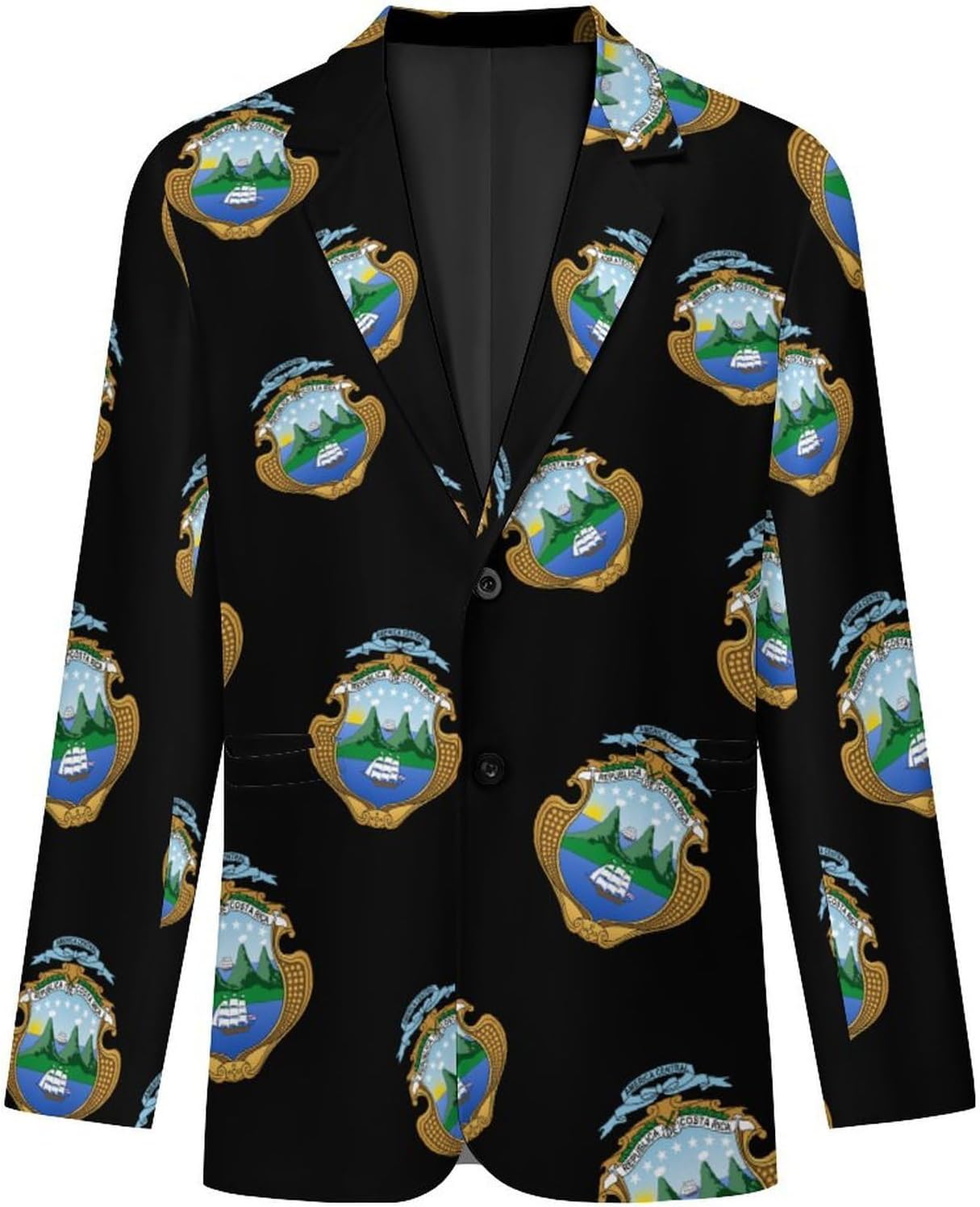 Coat of Arms of Costarica Trendy Men's Two Button Suit Funny Casual Slim Fit Blazer Coat Tuxedos Jackets