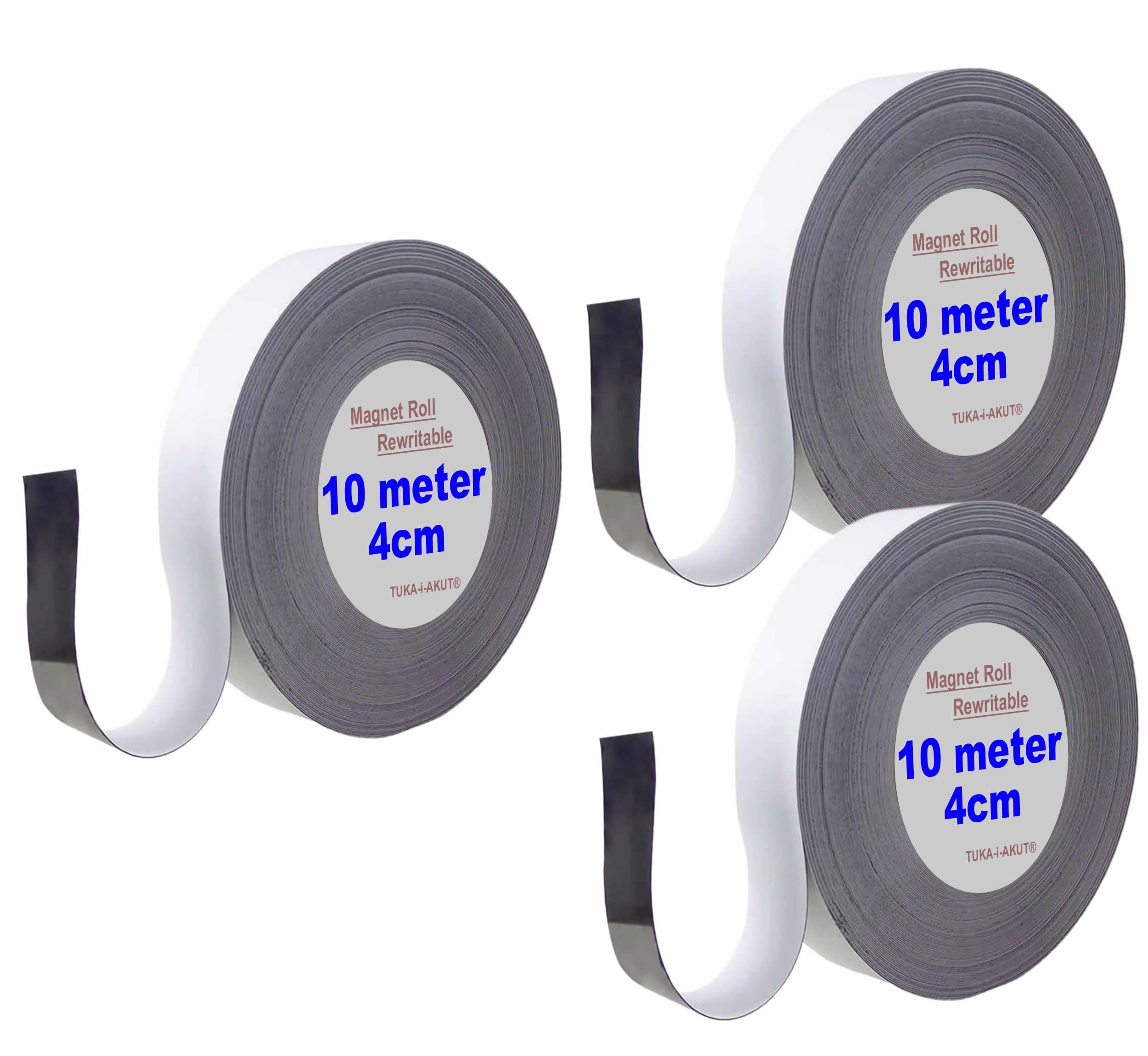 TUKA 30 mm x 40mm x 1mm Taśma magnetyczna wielokrotnego zapisu etykieta/znakowanie/znak, identyfikacja magnesu rolkowego, do tablicy białe metalowe półki. Napisz Czysty Przycinanie, 3x10m Biały