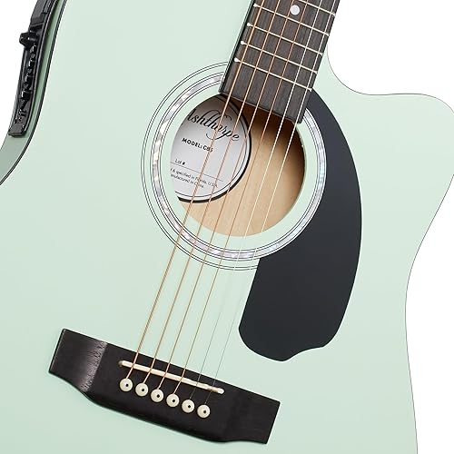 Miniatura 25 de Ashthorpe - Paquete de guitarra electroacústica estándar con diseño delgado con corte - de madera Tonewood de primera calidad Azul