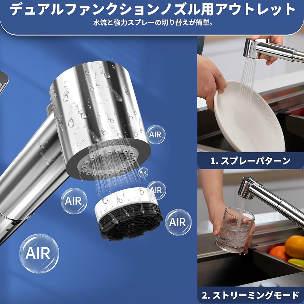 DAYONE 水道蛇口 Amazon.co.jp: DAYONE キッチン蛇口 混合水栓 引出しホース式水