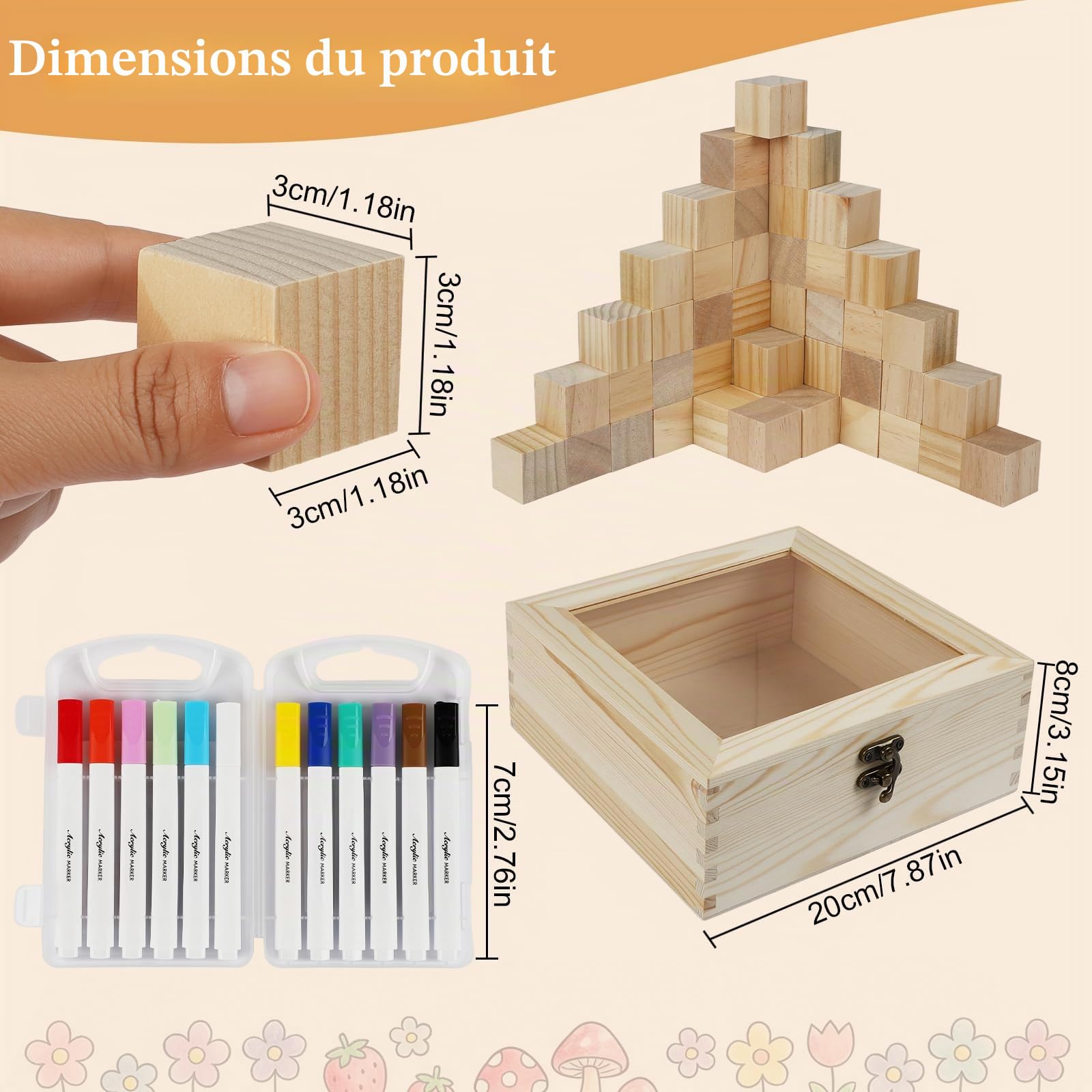 Lot de 161 jeux de fête prénatale, Ensemble de jeux baby shower, jeux créatifs en bois avec blocs de décoration, idées de jeux d'empilage, de construction et de peinture, idéal pour les fêtes