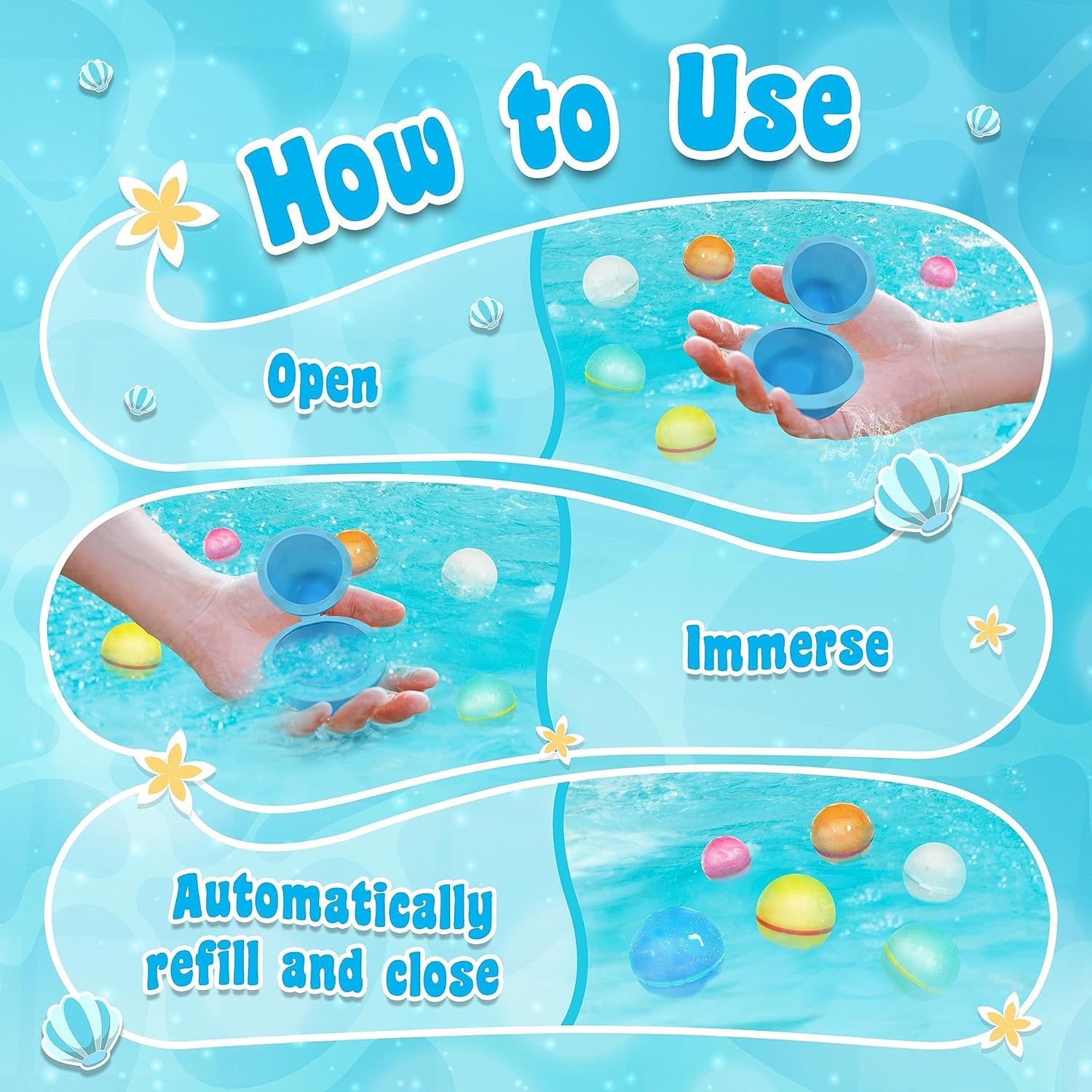 Lot De 12 Ballons à Eau Réutilisables En Silicone – Magnétiques, Auto-scellants – Plage, Piscine, Jardin
