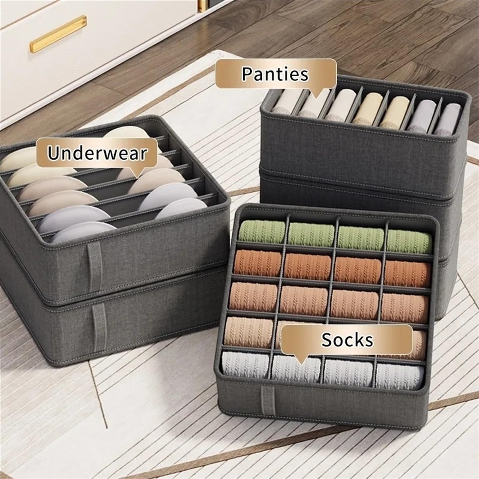 Scatole Organizer Per Vestiti Da Cassetto Scatola portaoggetti for biancheria intima in tessuto