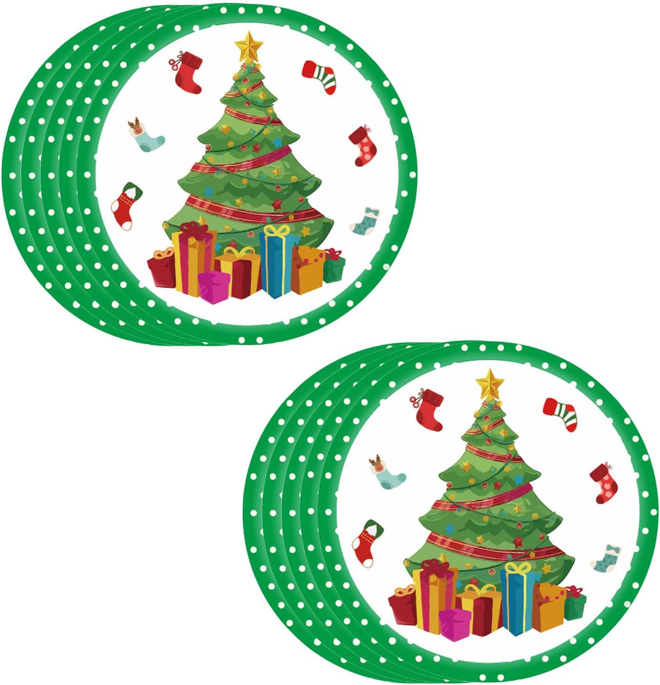 Christmas Party Paper Plates 9inch,Winter Snowflakes Christmas Tree