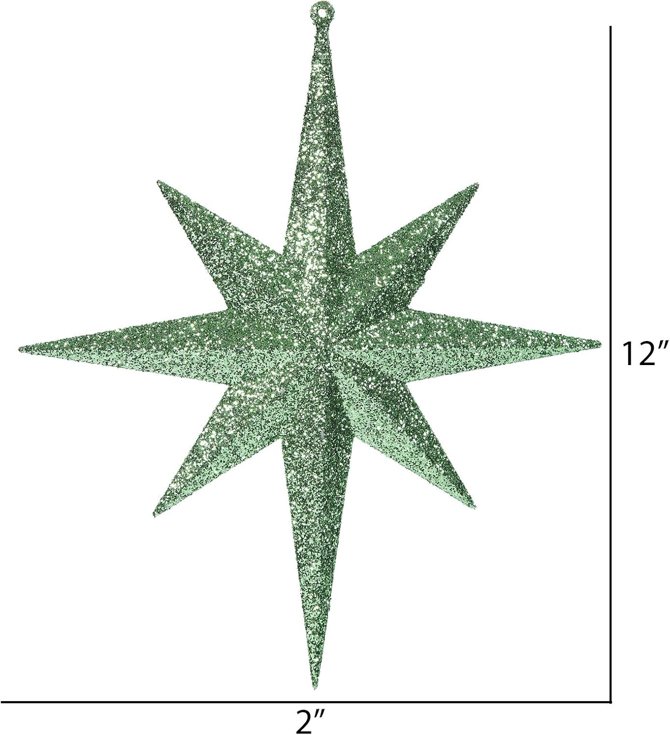 Vickerman 12" Celadon Iridescent Glitter Bethlehem Star Christmas Ornament, 2 per Box