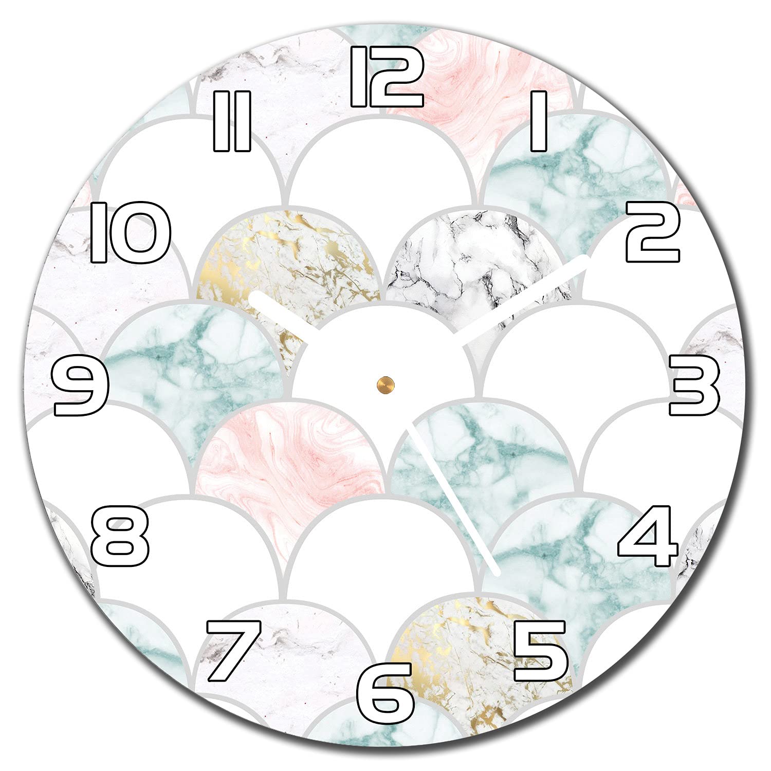 Horloge en verre 30 cm aiguilles blanches lisibles pour salon et cuisine