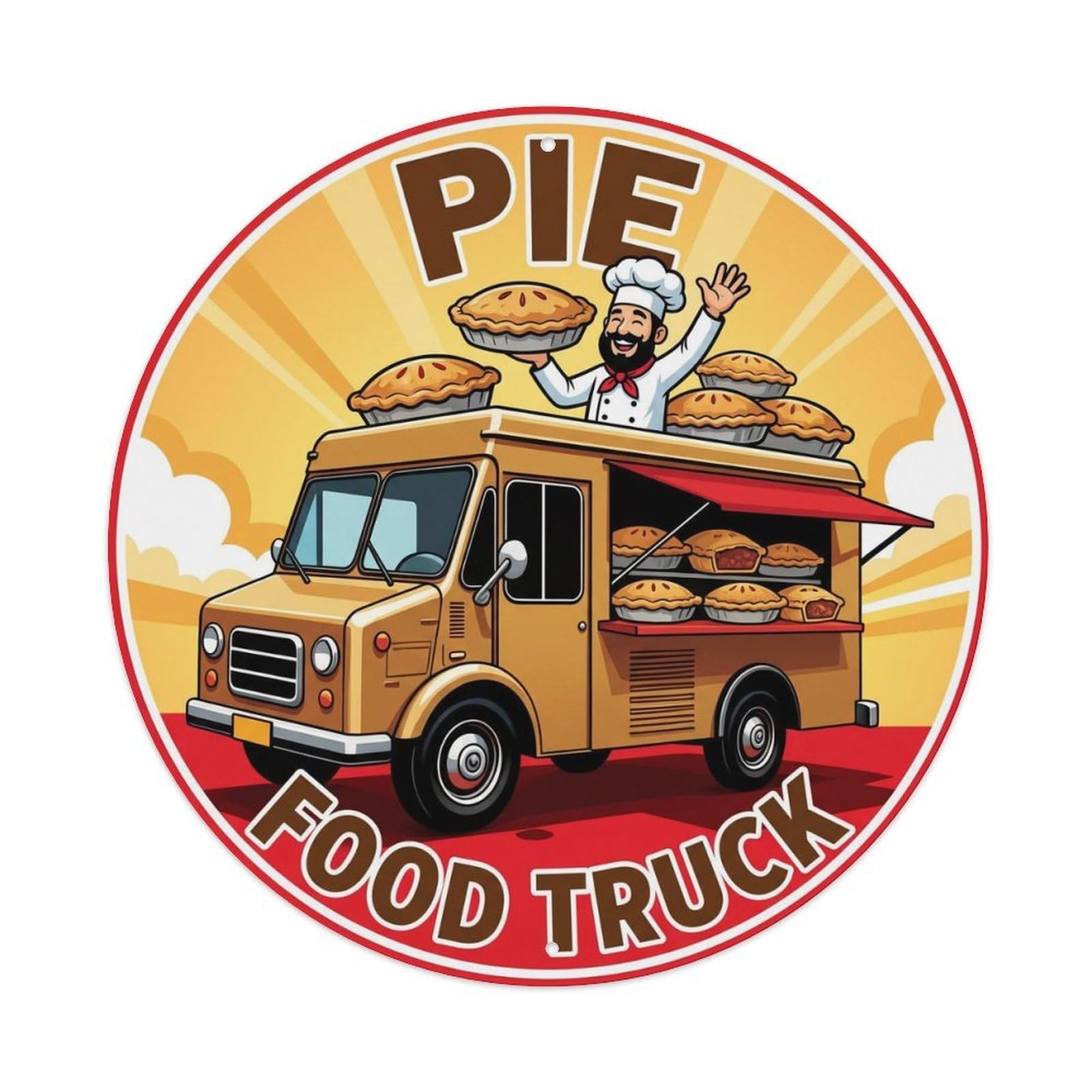 England Pie Food Truck Traditional Cuisine Artwork Metal Tin Sign