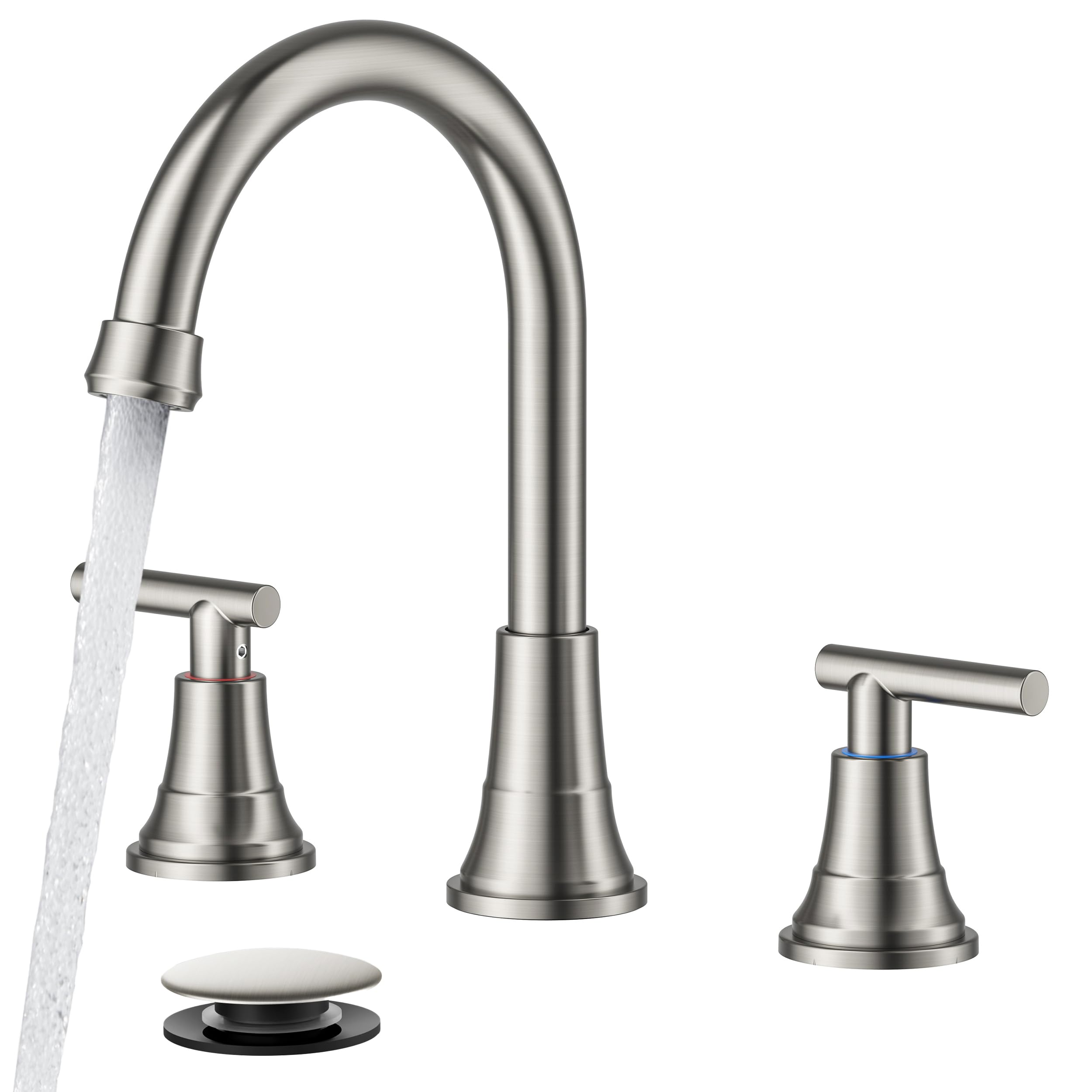 FORIOUS Brushed Nickel Widespread Bathroom Faucet