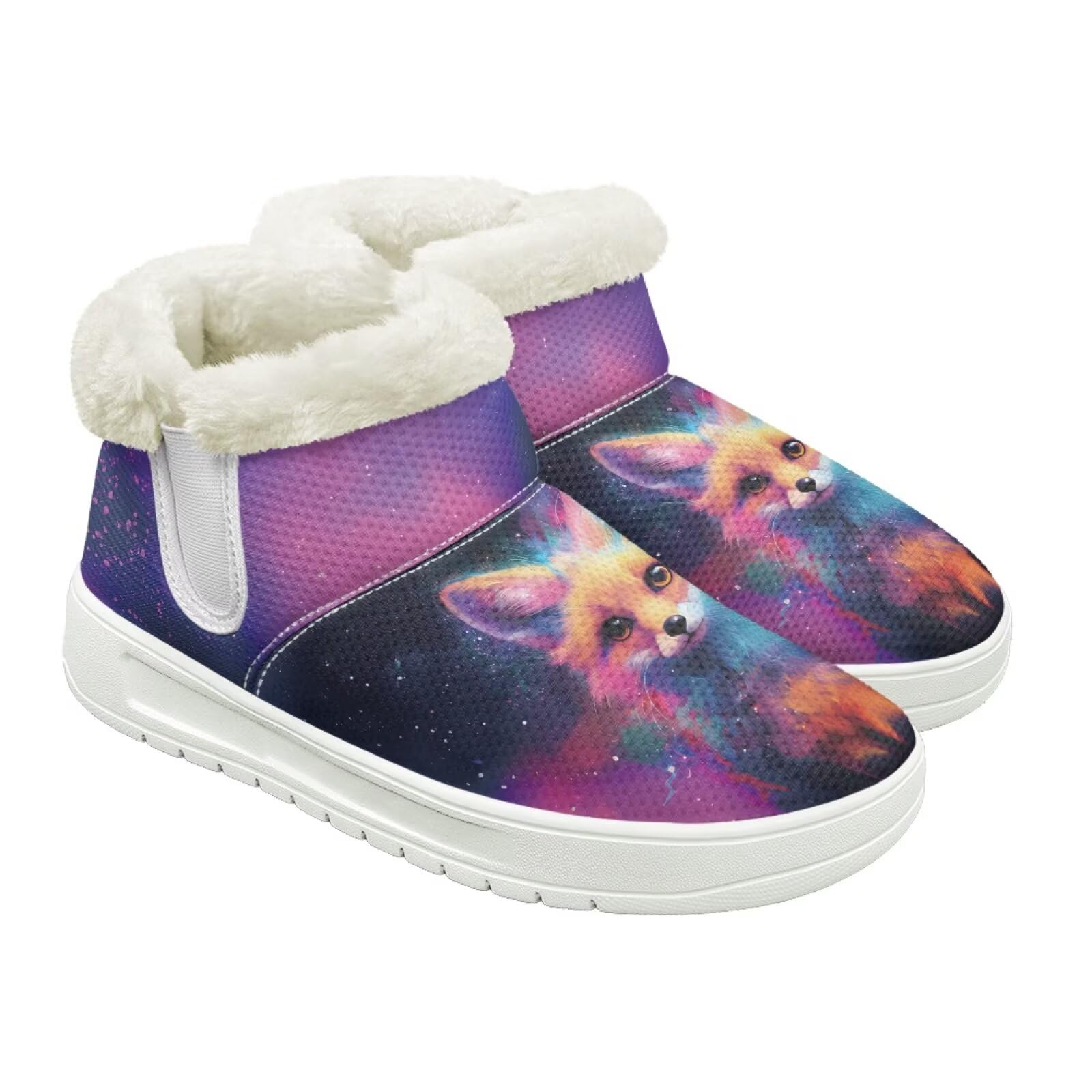 Womens Furry Boots Non Slip Winter Boots Comfortable Snow Shoes for Ladies with Fleece Lined US Size 4