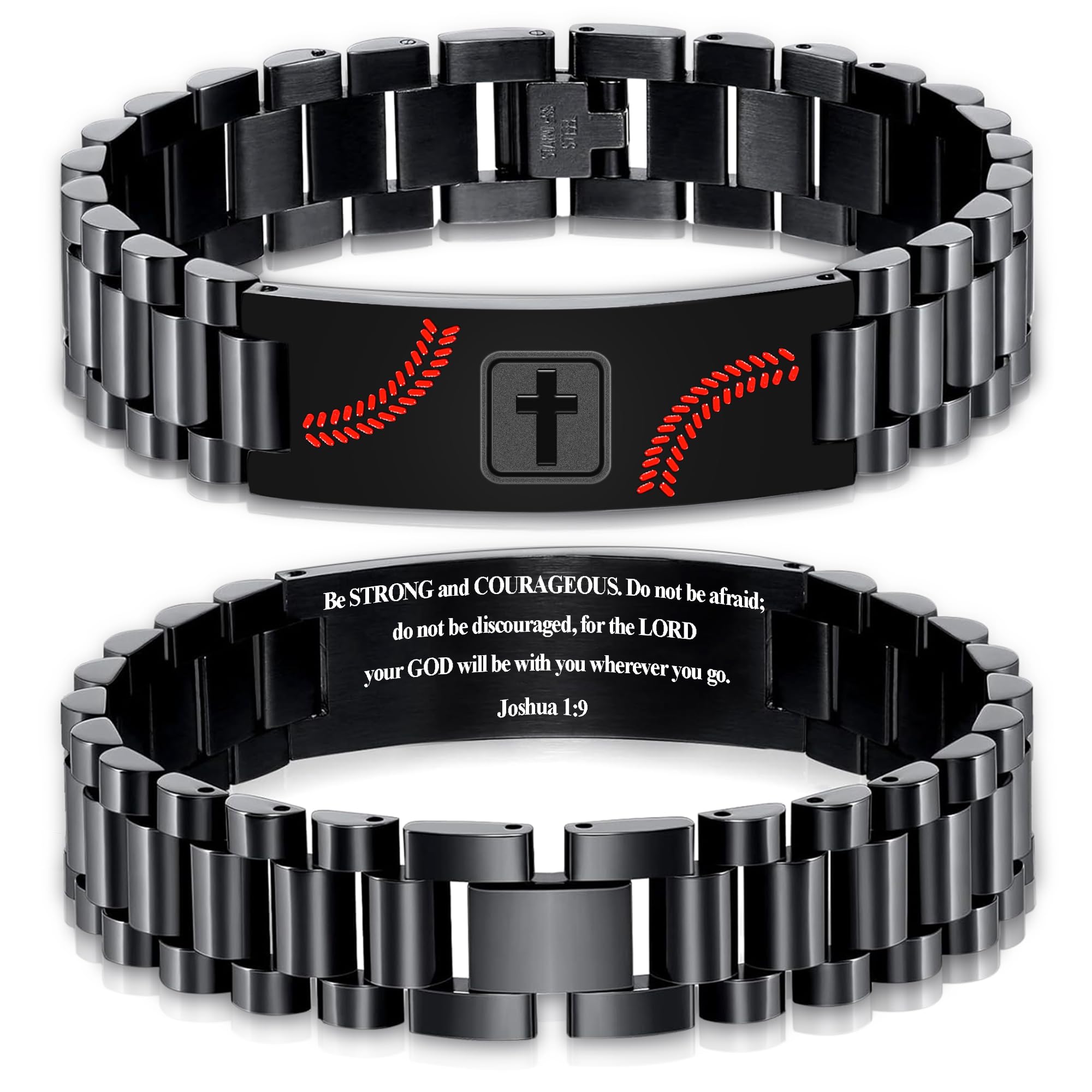 Baseball Gifts for Men Boys Coach Team Kids Player Baseball Bracelet Party Favors Accessories Religious Christian Bible Adjustable Stainless Steel Jewelry Gifts