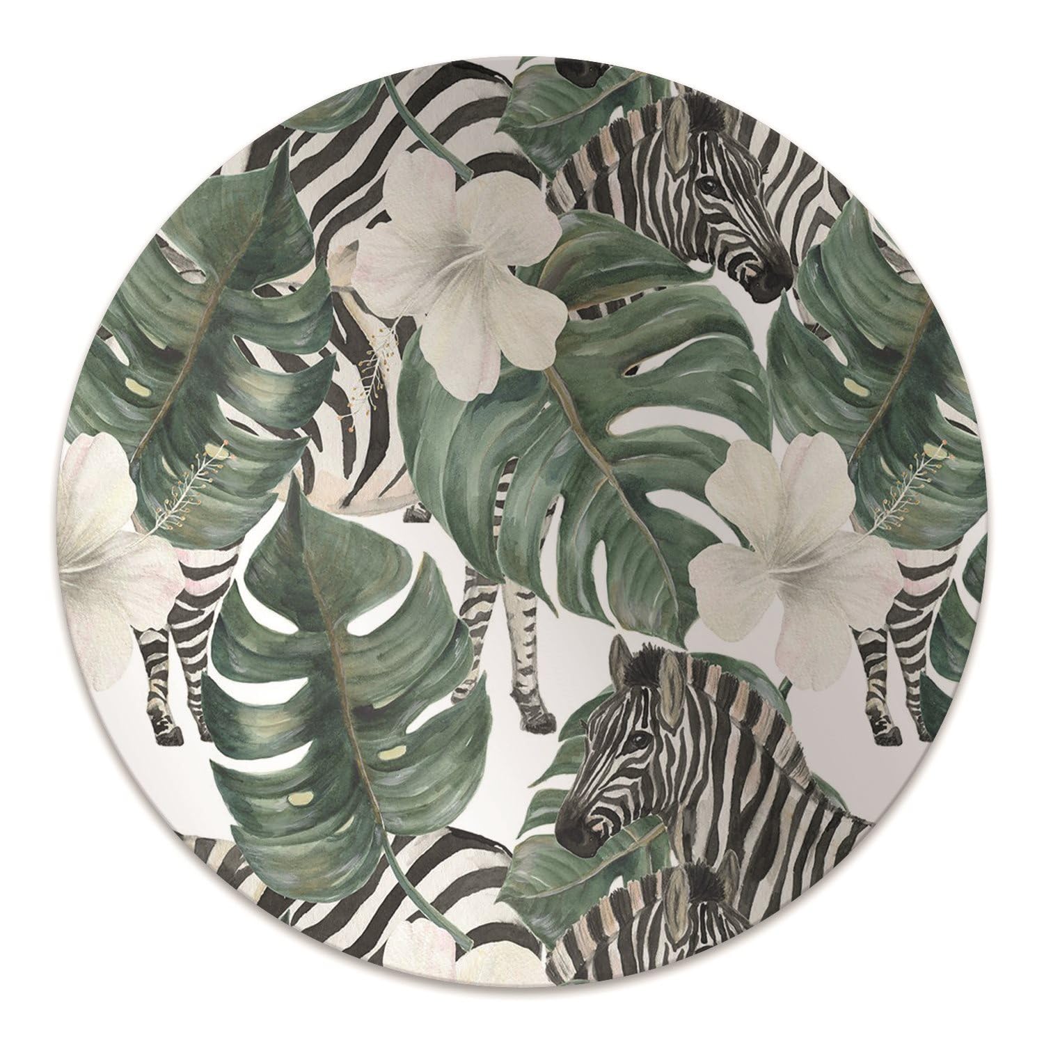 Tapis chaise ø100 cm antidérapant en PVC robuste avec motif zèbre pour protège-sol de maison