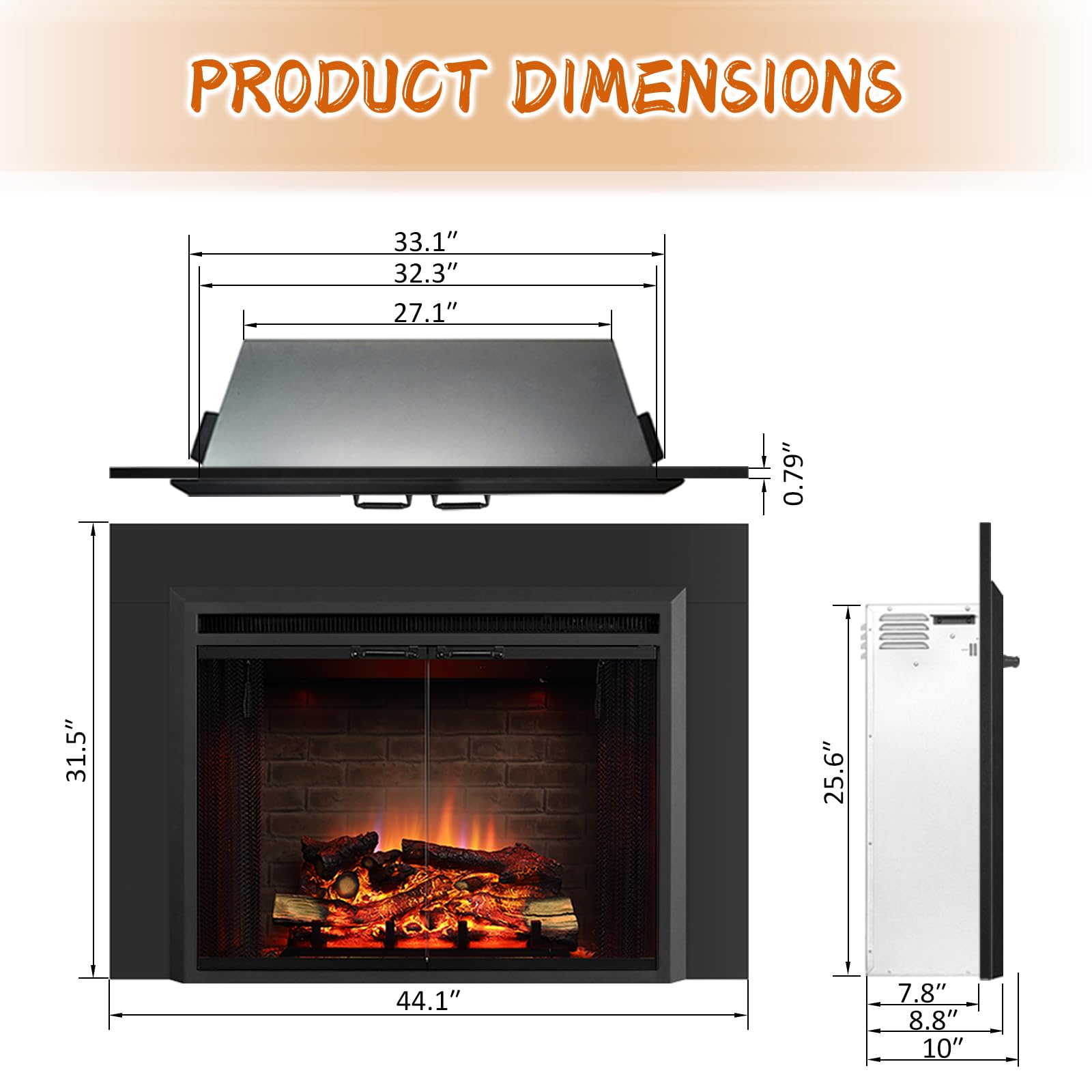 Amazon.com: PuraFlame Klaus 33” Electric Fireplace Insert