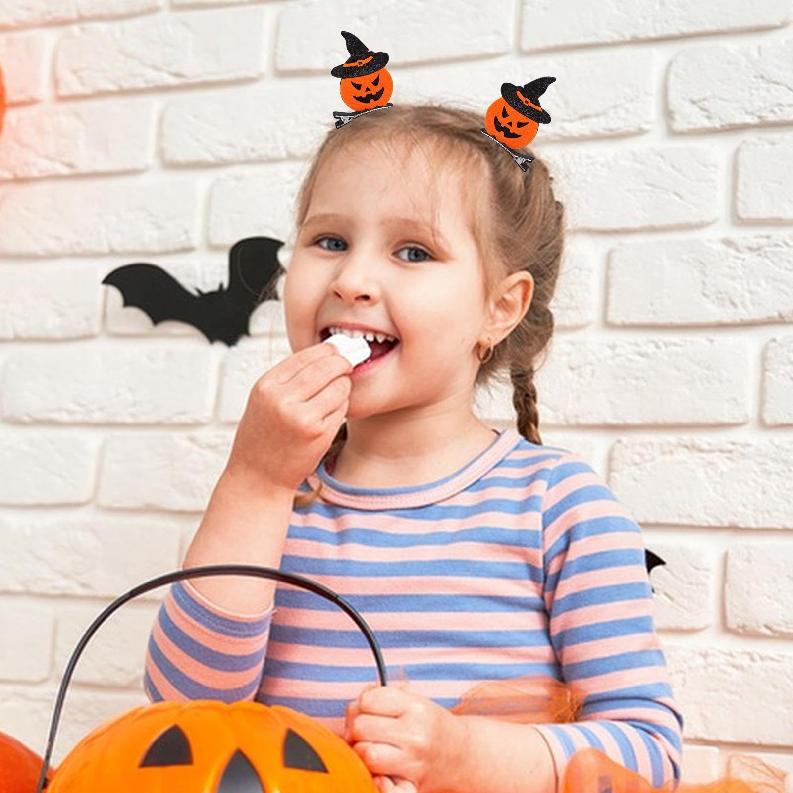 Amazon.co.jp: ハロウィンのヘアクリップ | 装飾バット パンプキン合金 
