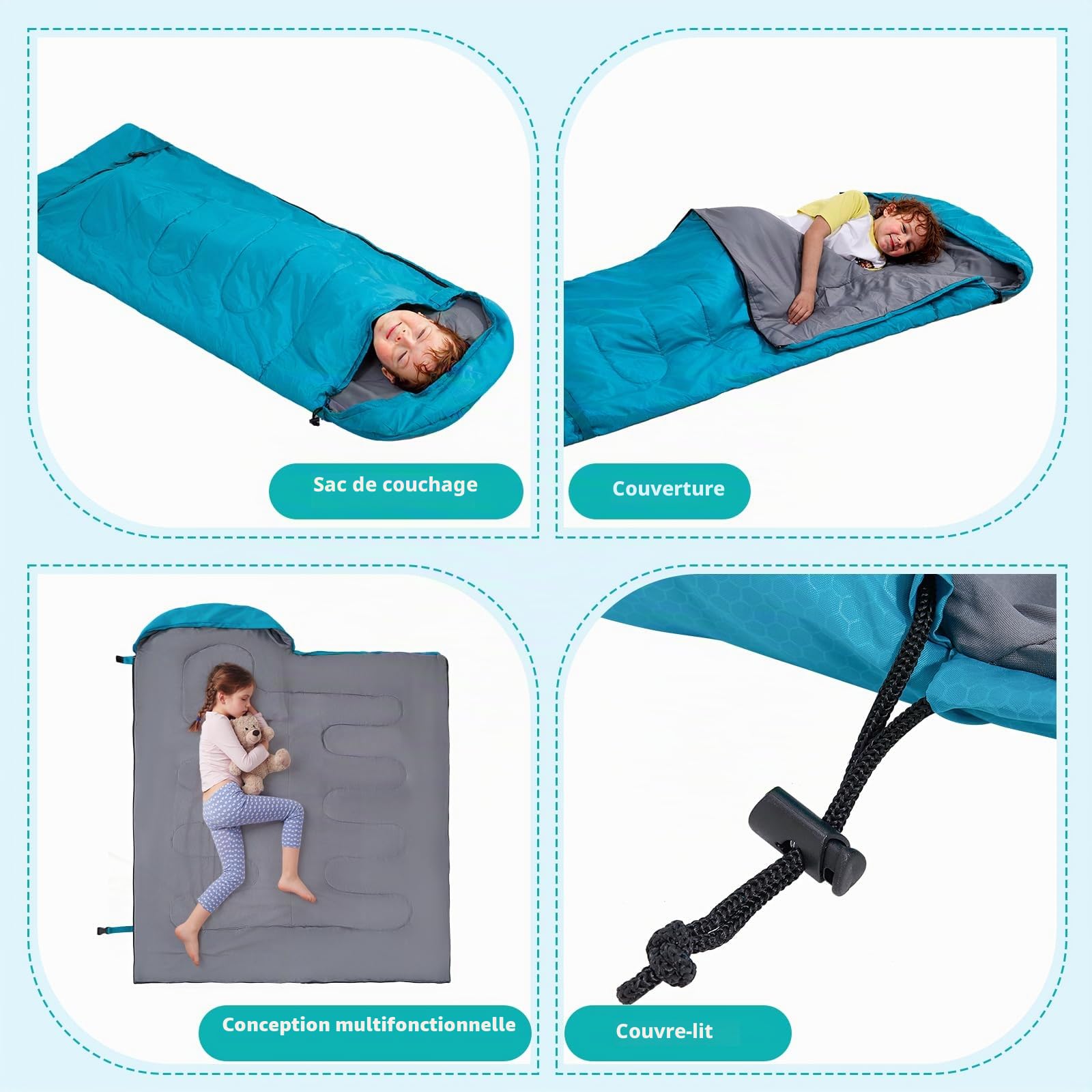 Gigoteuse imperméable pour enfant (150-175 cm) compacte de voyage en camping pour enfants