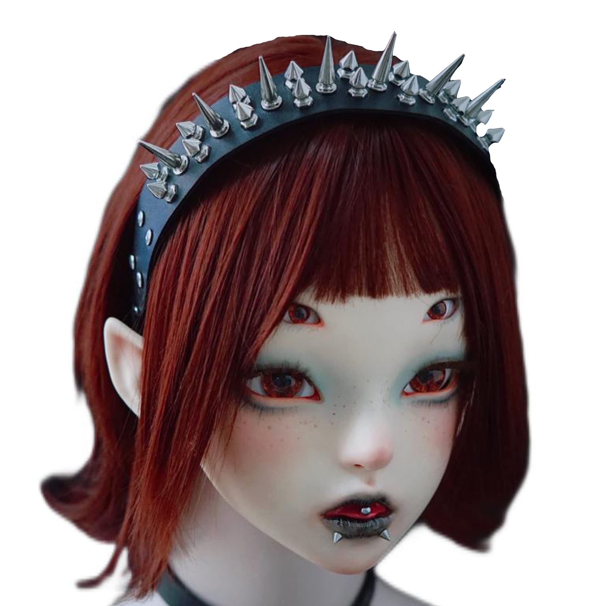 Women Leather Headband Gothic Spiked Punk Hairband Steampunk Accessories Amazon.com : ATekatac Women Leather Headband Steampunk  main image 4