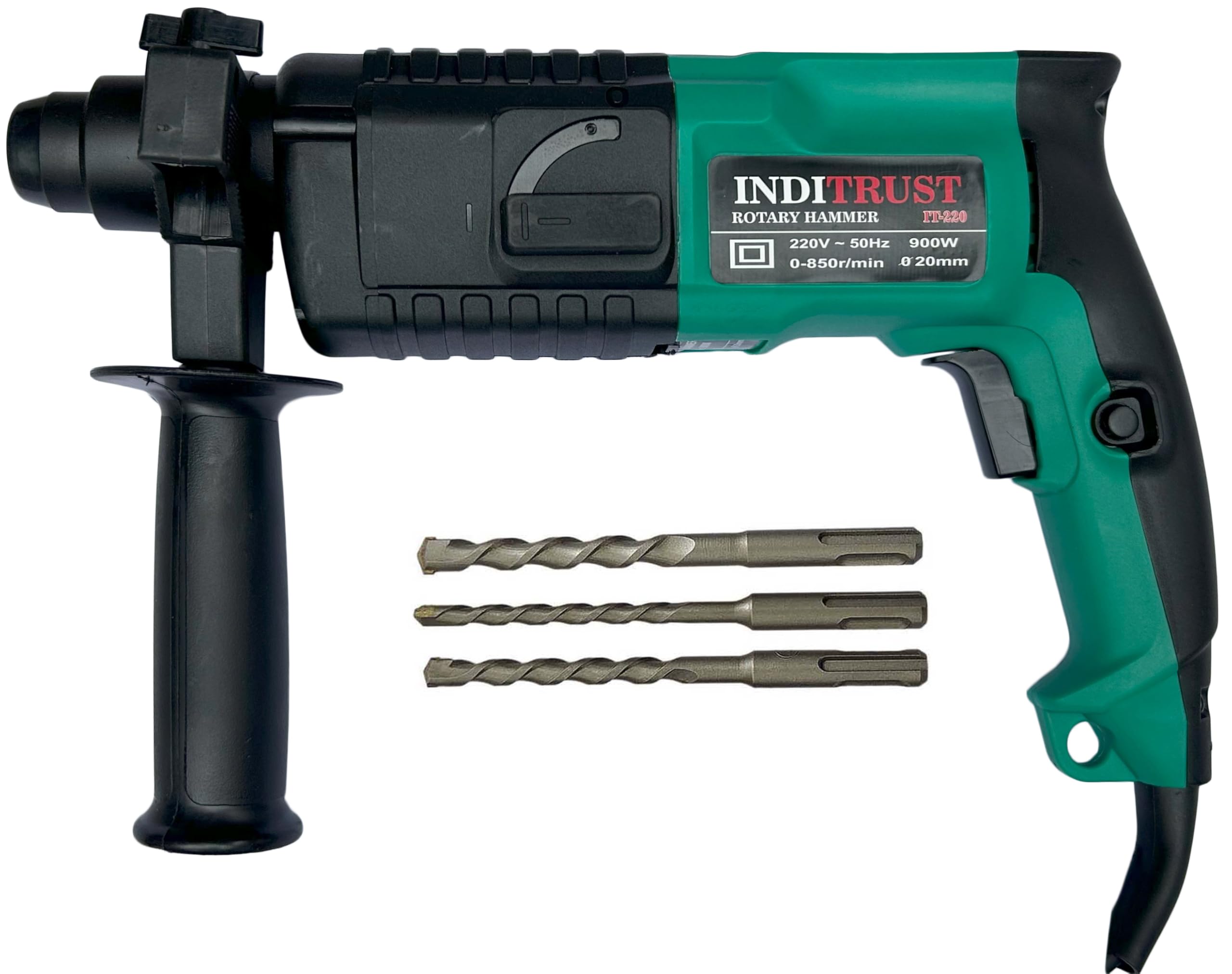 Inditrust 6 Month Warranty 900W 20mm Electric Hammer Machine with 3pc Hammer bit Rotary Hammer Drill 100% Copper Winding (GREEN) (B0D9YNG138) Amazon Price History, Amazon Price Tracker
