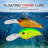 Vista 2 de Minnow Lures Popper Set Crankbaits, Cebos duros de pesca, con gancho agudo, Swimbaits Boat Topwater Señuelos, para trucha lubina perca