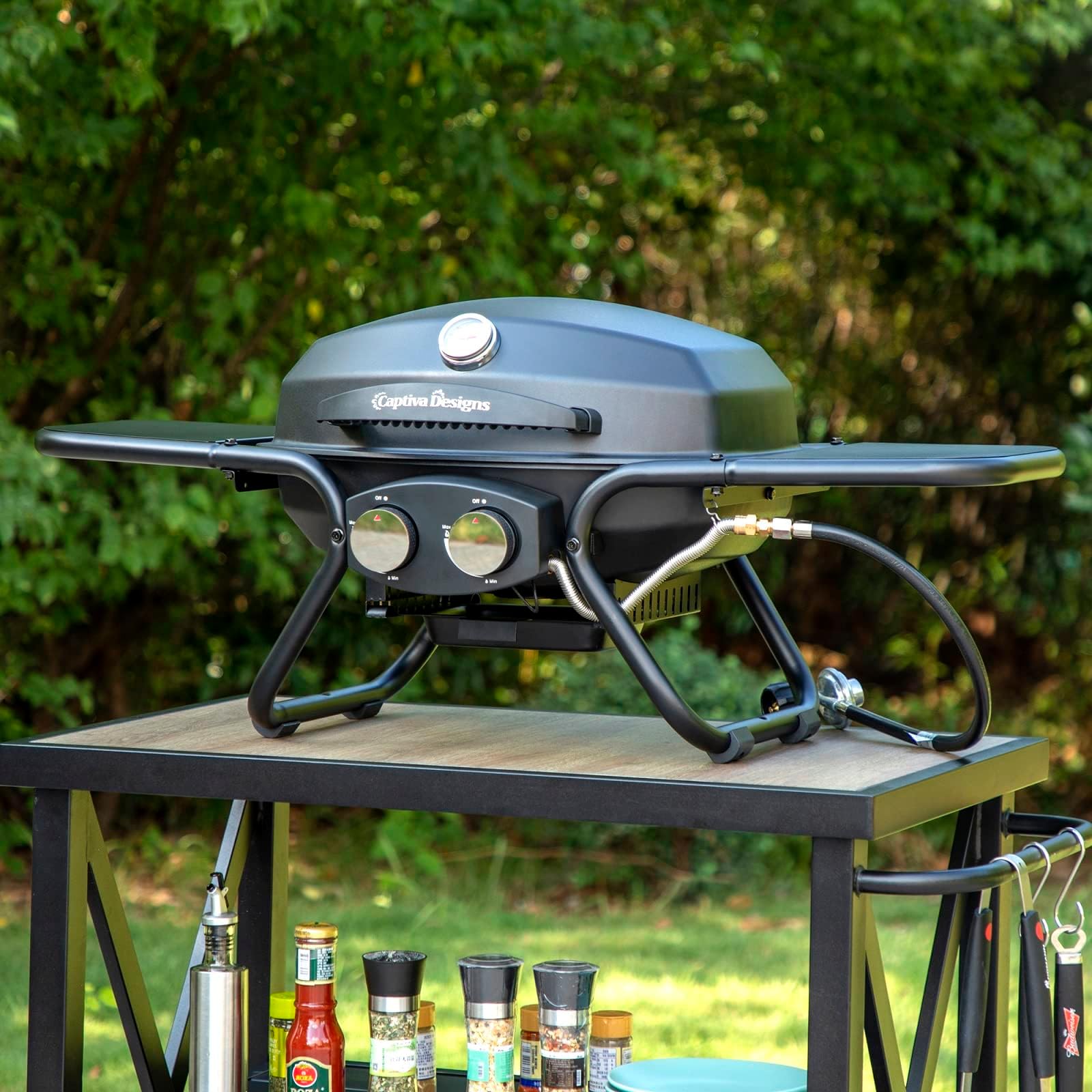 Nexgrill Fortress 2 Burner Cast Aluminum Table Top Gas