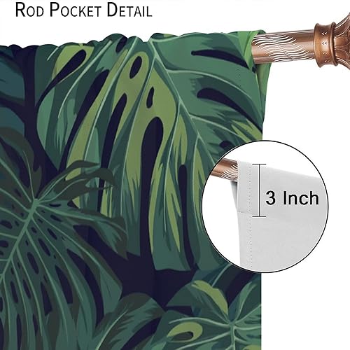 Miniatura 6 de Cortinas opacas de hojas verdes, plantas tropicales de selva, hojas, impresión artística para sala de estar, dormitorio, cocina, decoración con