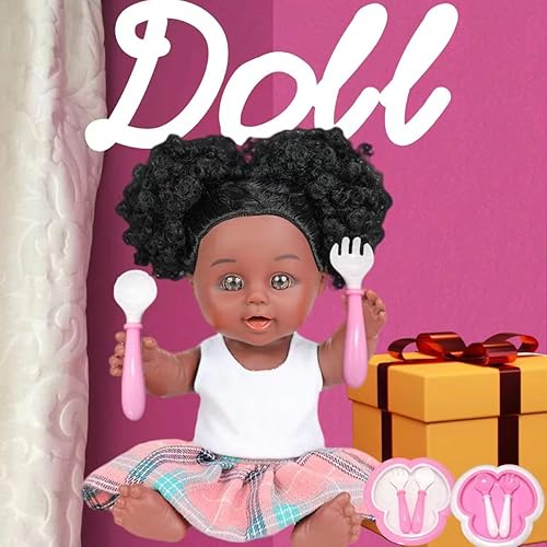Miniatura 3 de LUXARS Aprilmusic - Muñeca bebé africana americana de 10 pulgadas con accesorios, muñecas suaves para niñas de 3 años en adelante, juguetes para