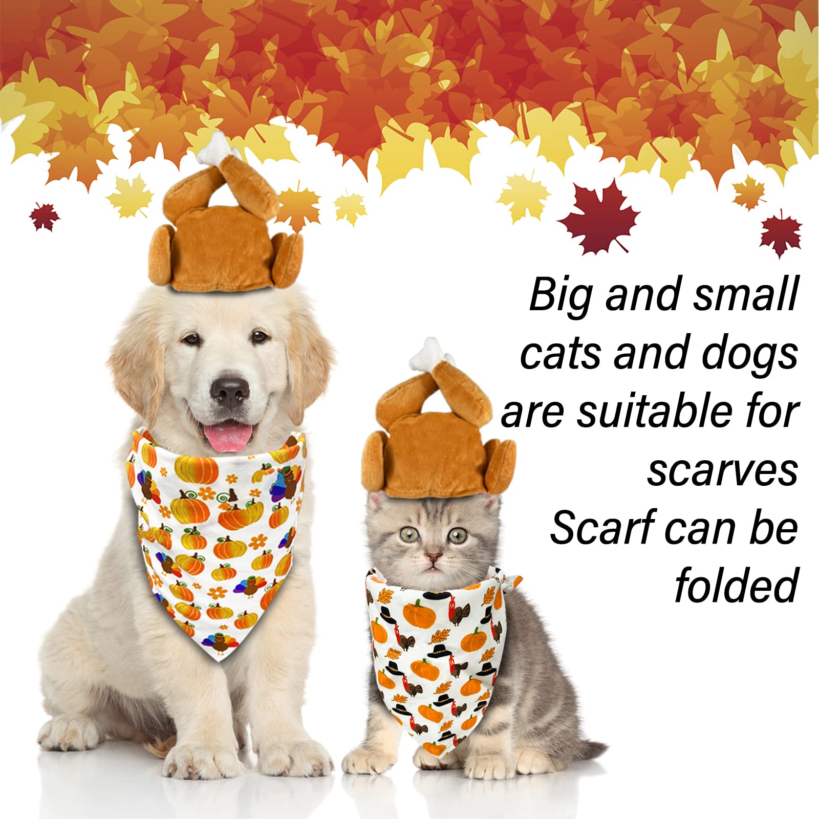 Herbstliche Hundehalstücher Für Thanksgiving – 2 Stück, Wendbar, Kariert Mit Truthahn-Motiv – Für Hund & Welpen