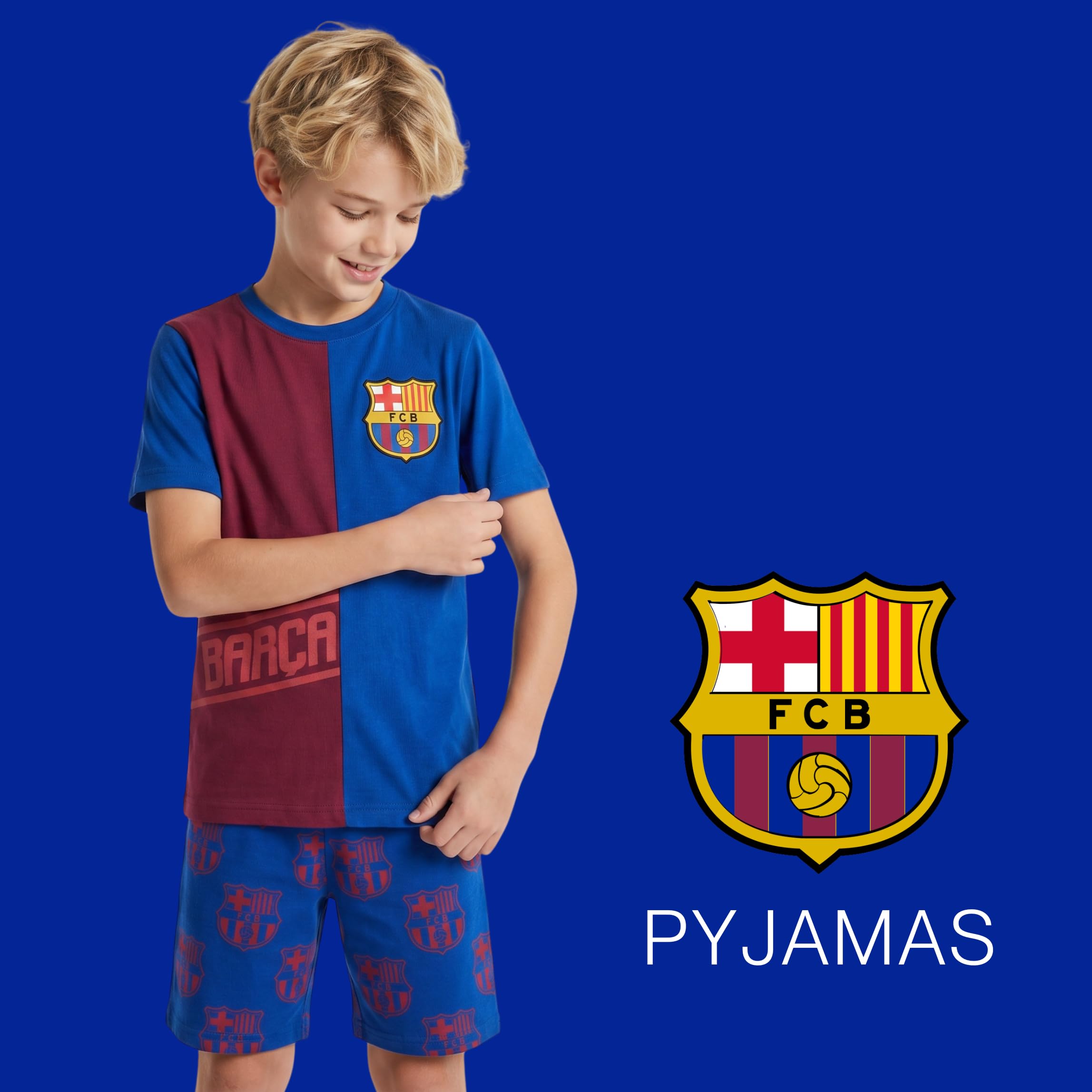 FC Barcelona Camiseta y Pantalón Corto para Niño, Conjunto 2 Piezas, Tallas 3 a 14 Años
