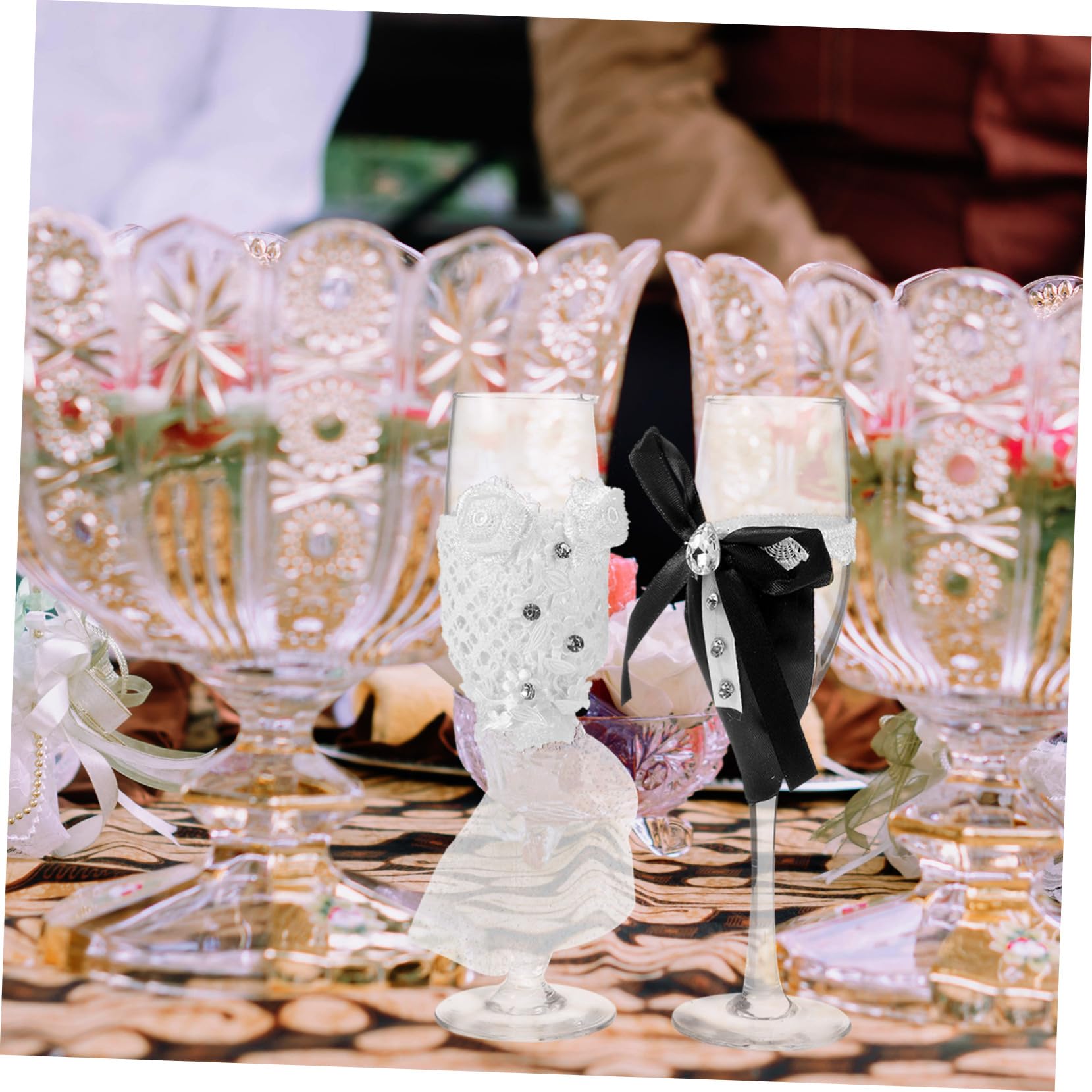 LIFKOME Juego de Copas de Brindis de Boda 2 Piezas de Vidrio