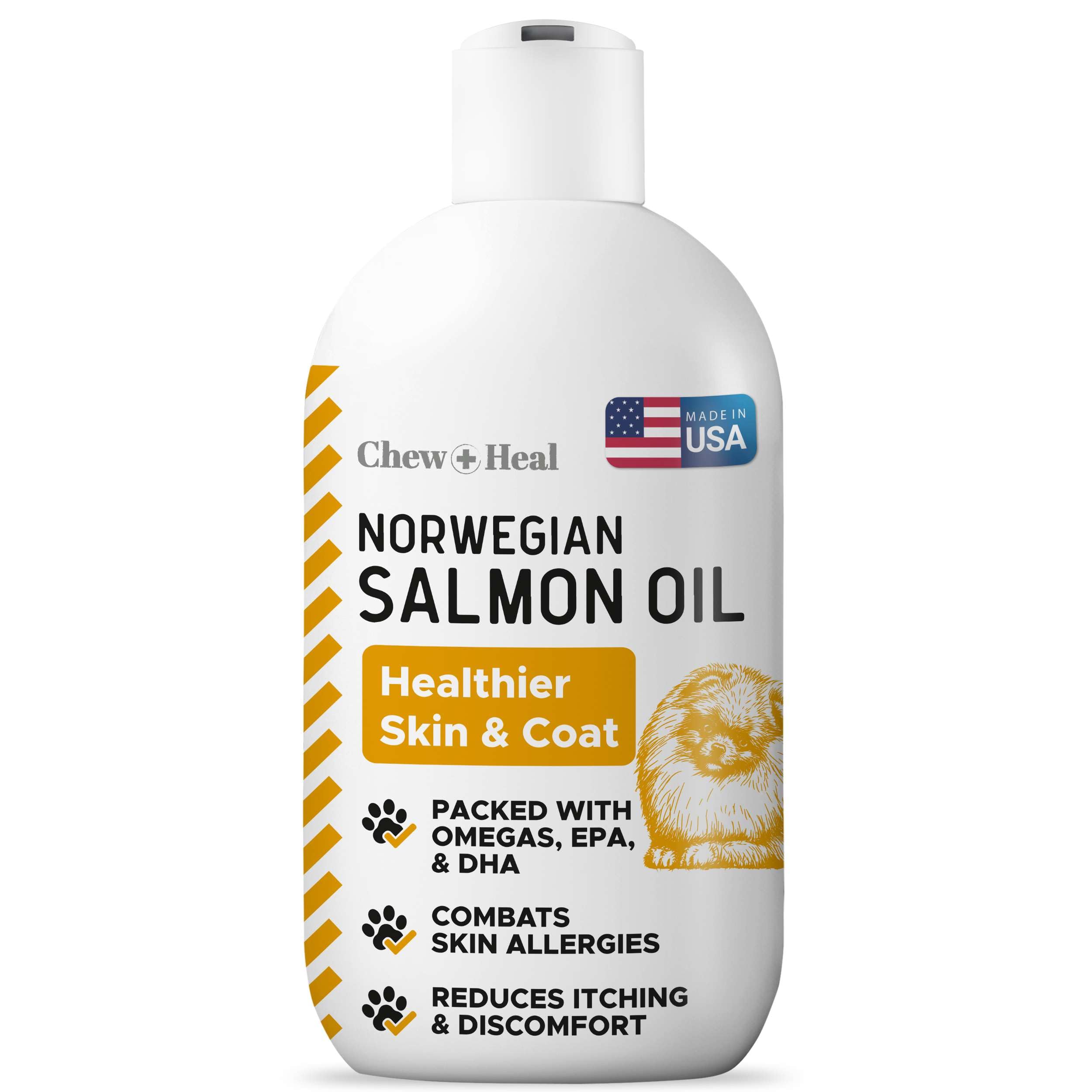 Salmon Oil For Dogs - Premium Fish Skin And Coat Health Omega 3 Supplement Supports Itchy 8 Oz Liquid Norwegian Dog Essential