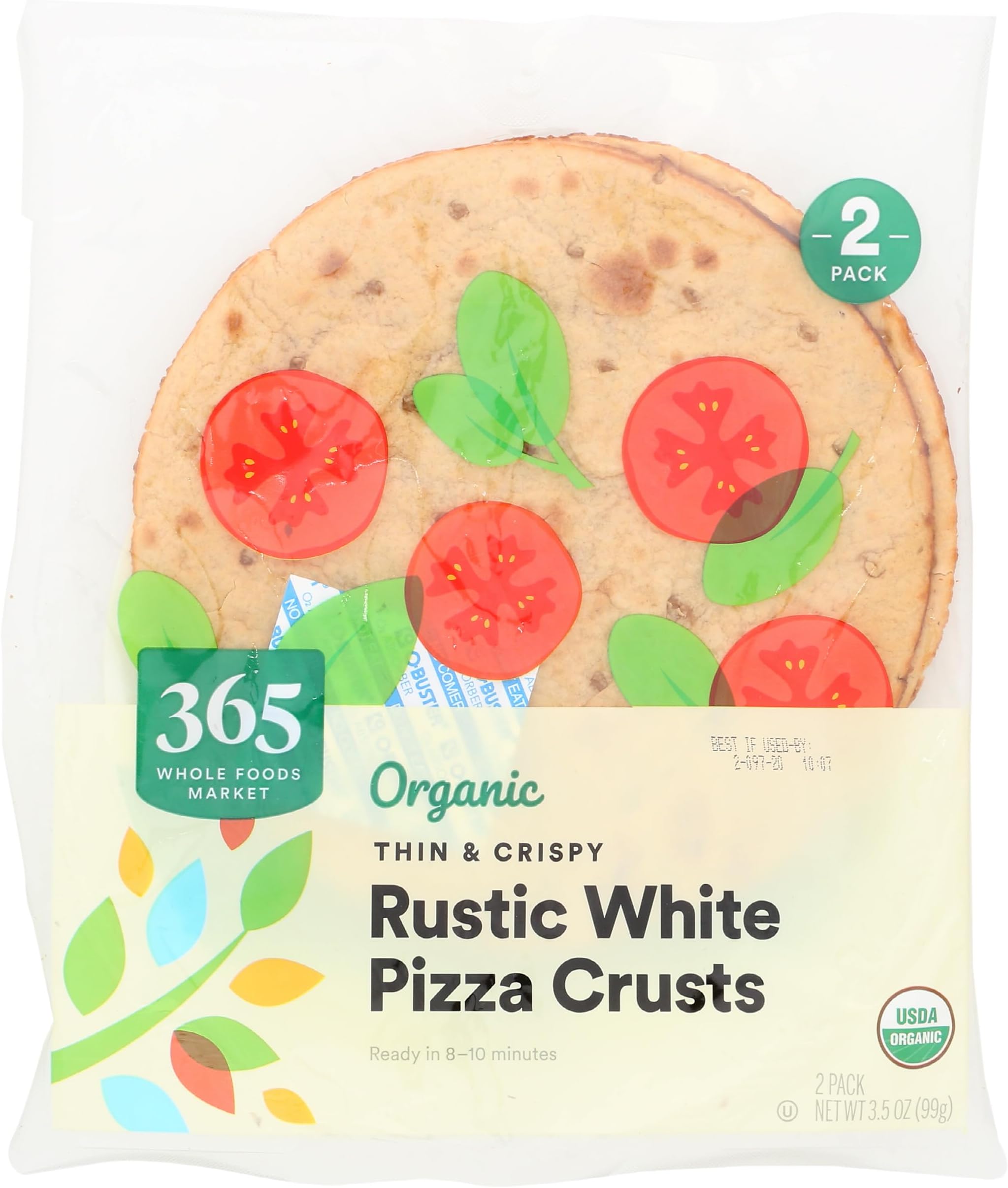 365 by Whole Foods Market, Organic Rustic White Pizza Crusts, 7 Inch, 2 Count, 3.5 OunceUSDA Organic