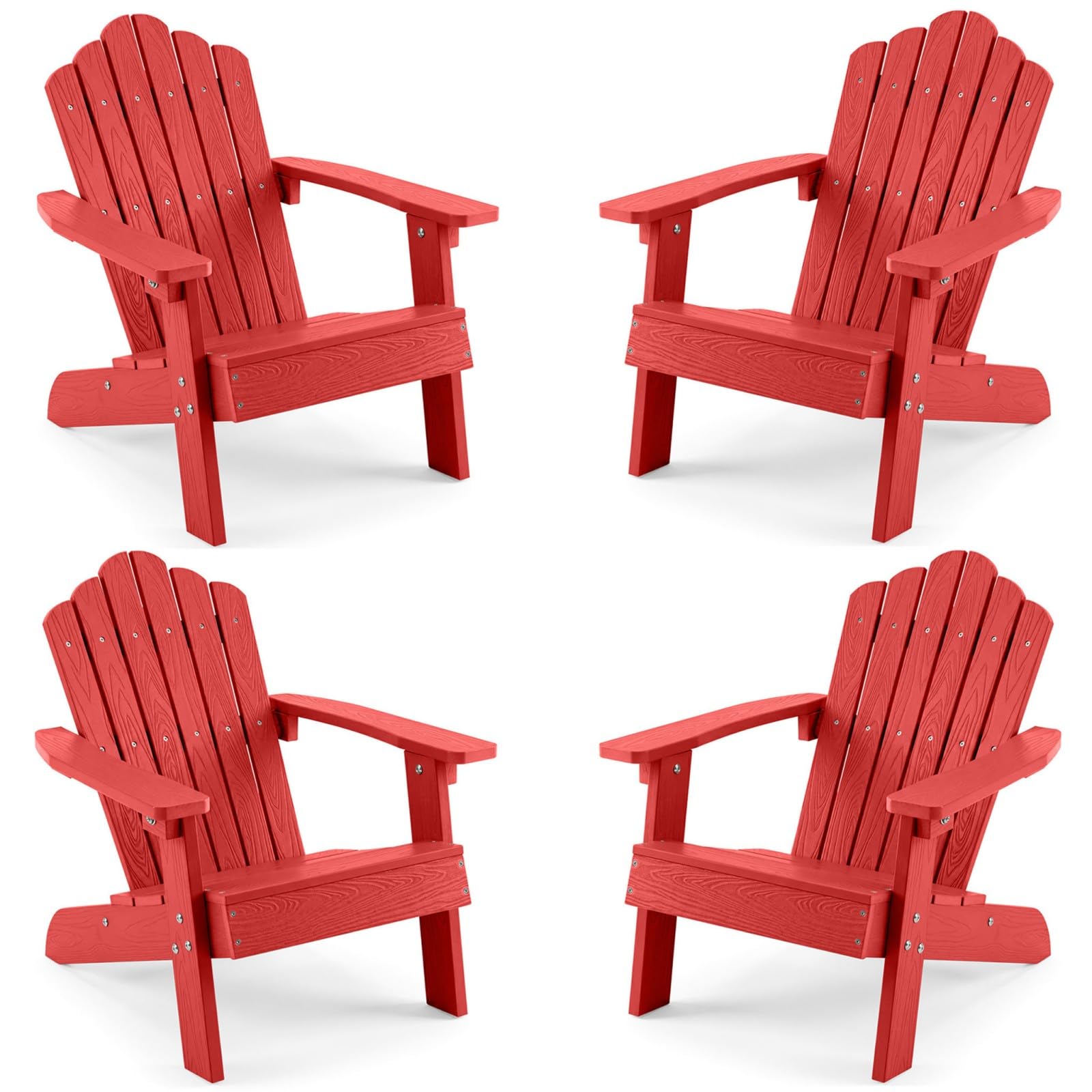 GIANTEX Kids Adirondack Chair, All-Weather HIPS Children's Outdoor Chair with Tilted High Backrest, Toddler Beach Chair for Garden Patio Backyard, Kids Lawn Chairs for Age 3-7 (4,Red)