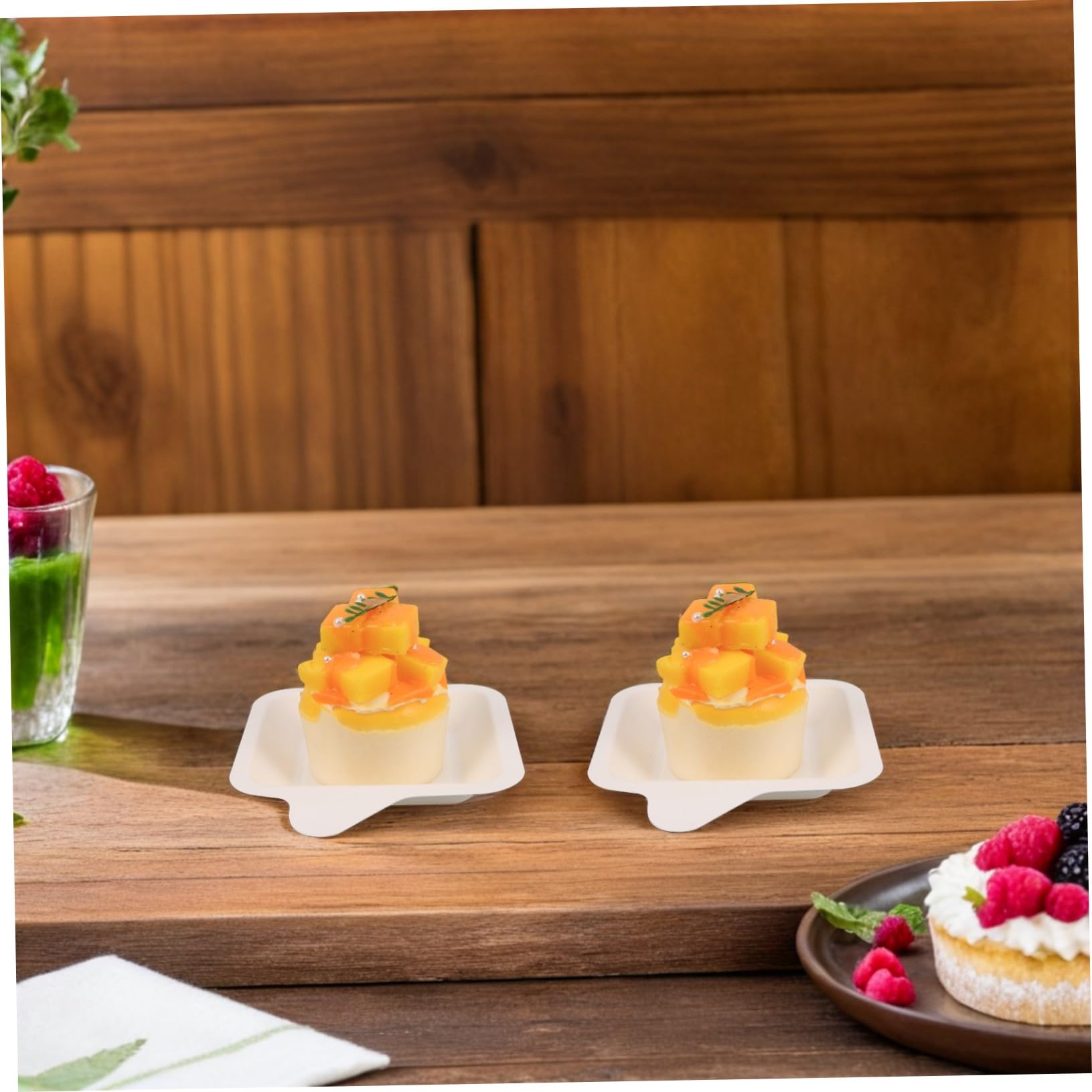 NOLITOY 100piezas Platos De Papel Cuadrados Pequeños Para Pasteles y Postres Unidades Platos De Cumpleaños Desechables Para Fiestas