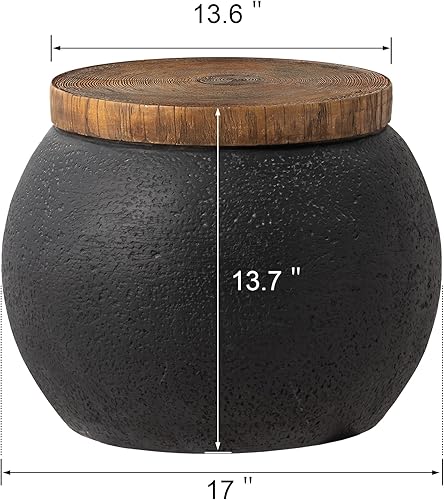 Miniatura 3 de SUNBURY Mesa auxiliar para interiores y exteriores, mesas auxiliares de 14 pulgadas de ancho para patio, mesa auxiliar decorativa, taburete de