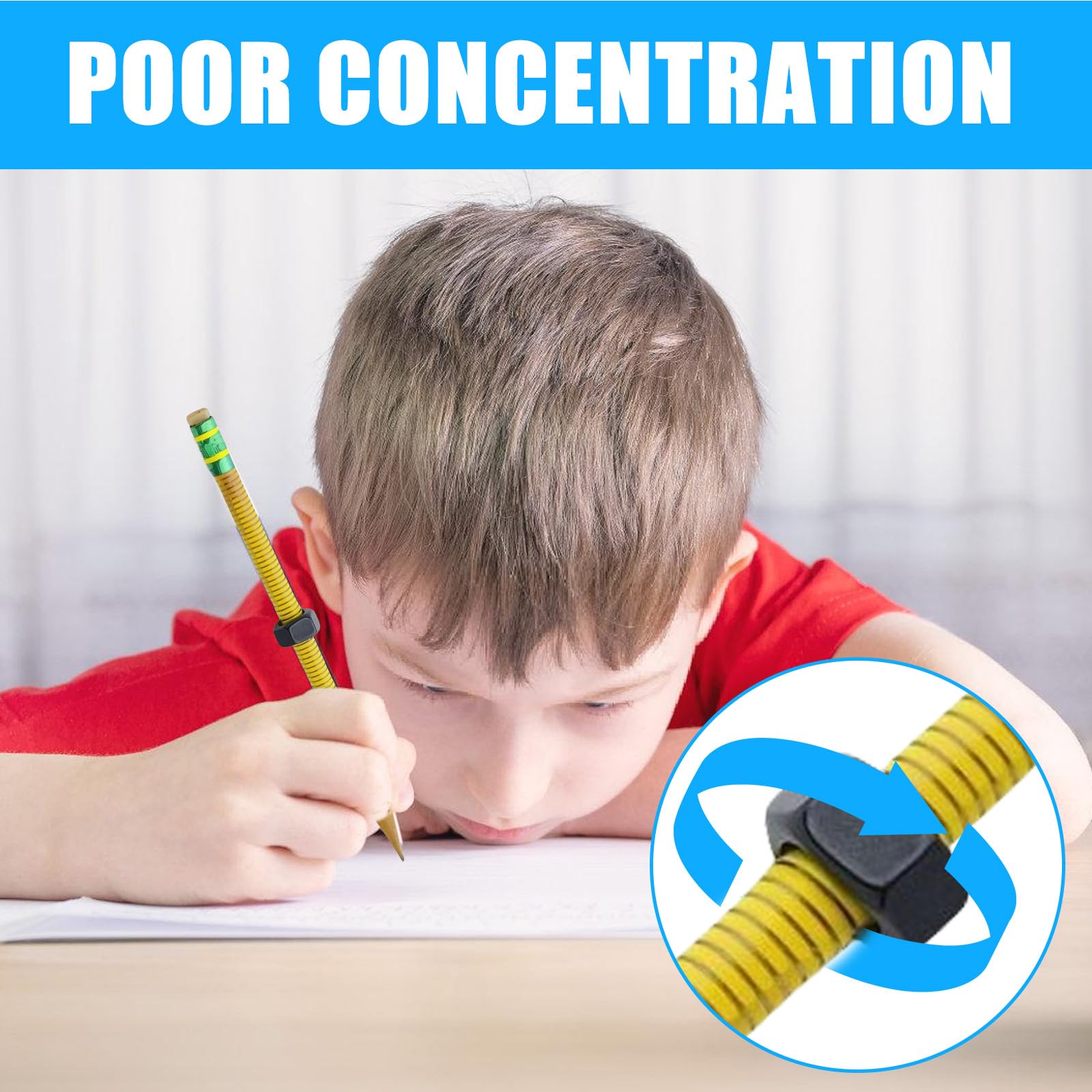 Leiser Bleistift mit Gewinde und Gleitmutter für Konzentration, Stressabbau, Holz, sensorisches Schulbedarf, Schreibwerkzeug, Klassenzimmer, sensorisches Lernwerkzeug