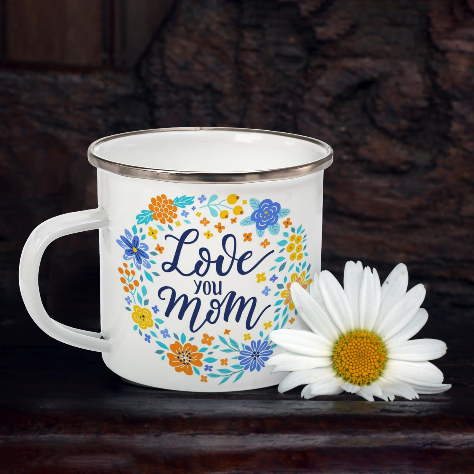 Coloch 6 Stück Sublimationstassen aus weißer Emaille, 340 ml, Kaffeetassen mit silberfarbenem Rand, Camping-Reisebecher, Vintage-Teetasse für Vatertag, Erntedankfest, Abschlussfeier, Geschenk