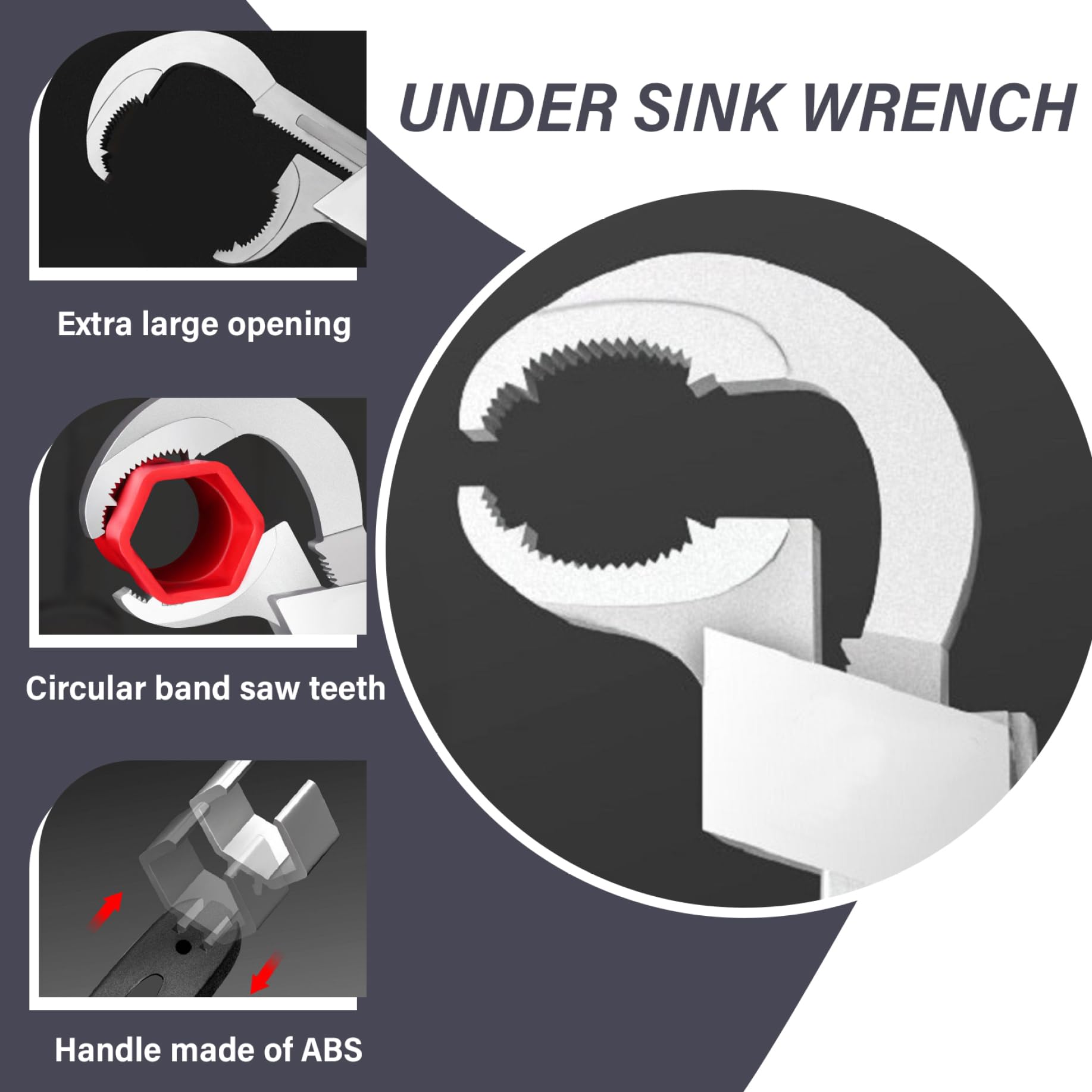 Sink Drain Wrench, Adjustable Double-Ended Basin Wrench Bathroom Under Sink Set Disassembly & Assembly Faucet Plumbing Repair Tools for Basin Faucet Plumbers Pipe Roofing Shoes for Men