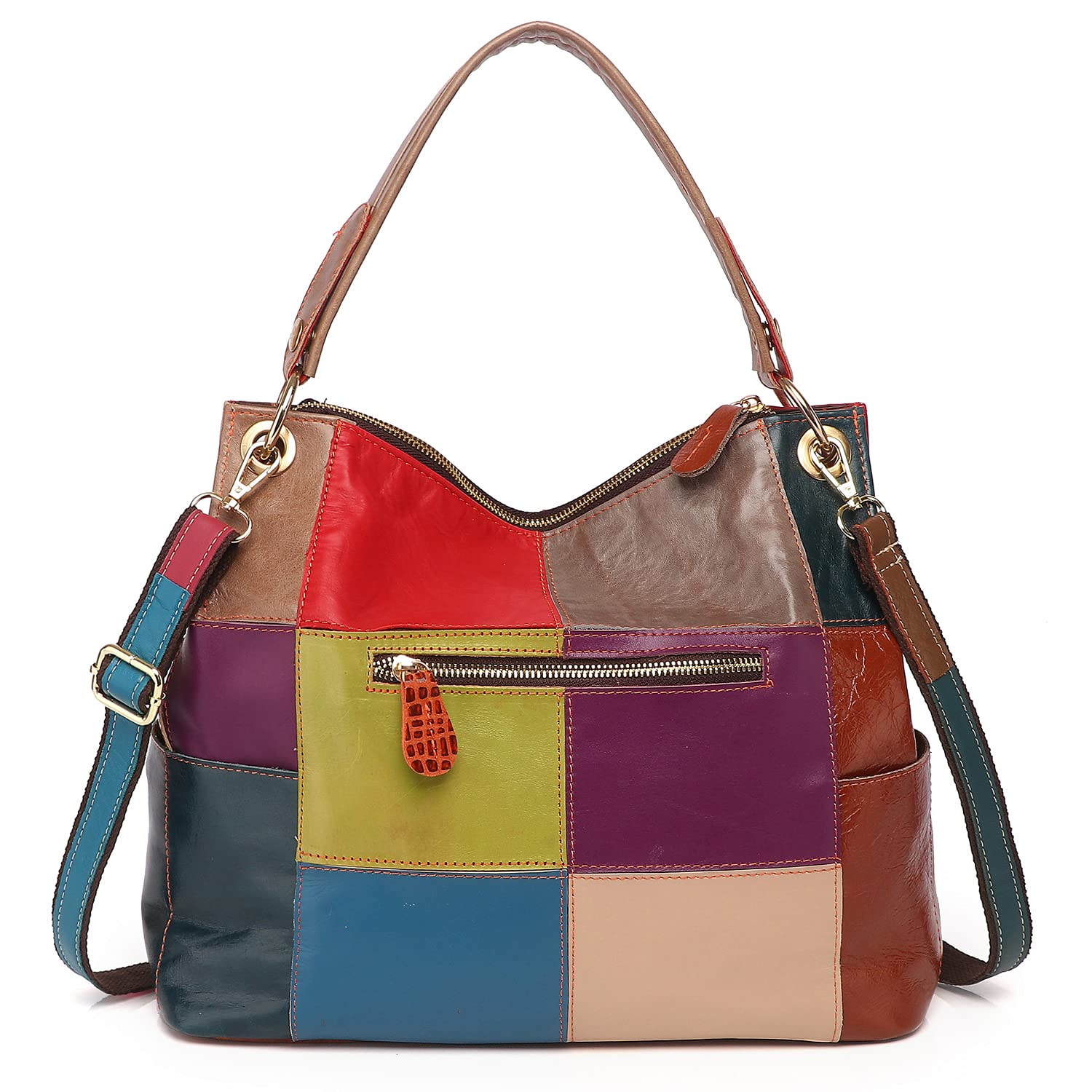 Bolso de mano multicolor al azar de las mujeres del bolso del bolso del bolso del hombro del diseño del empalme del bolso colorido del comprador de