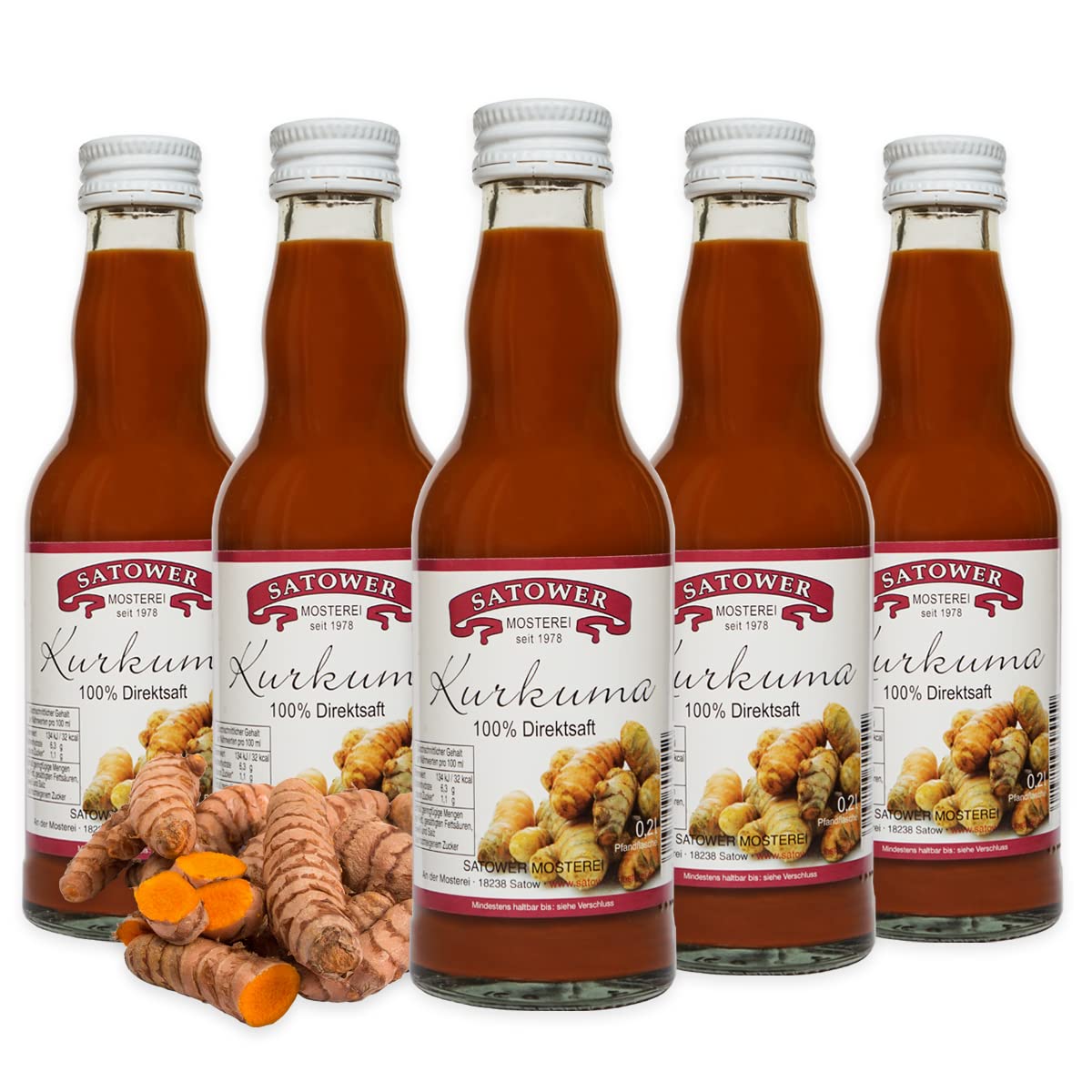 Original Satower - 6x 0,2l Kurkuma Saft pur (100% Direktsaft)